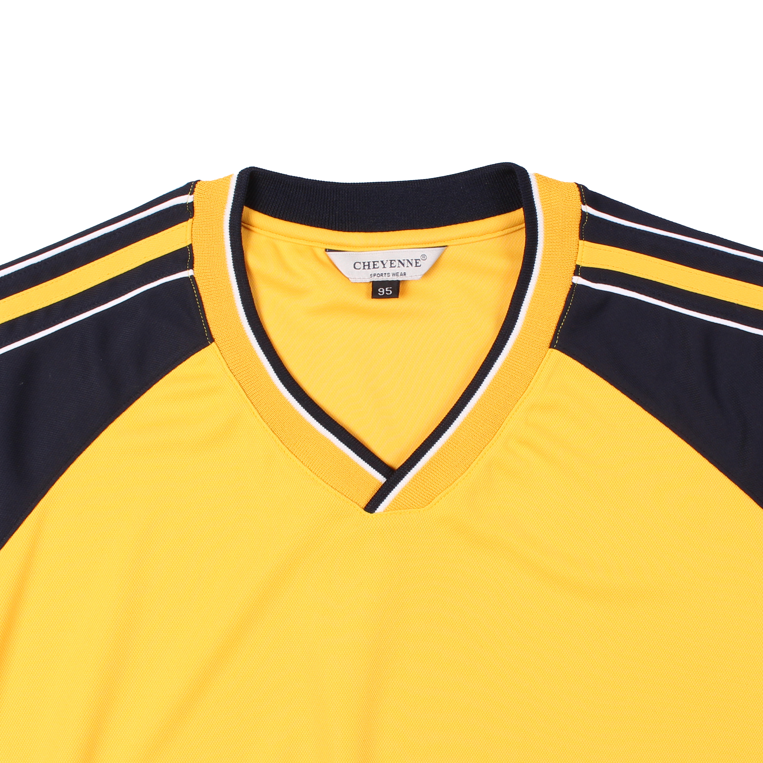 노랑 네이비 3선 브이넥 반팔티셔츠