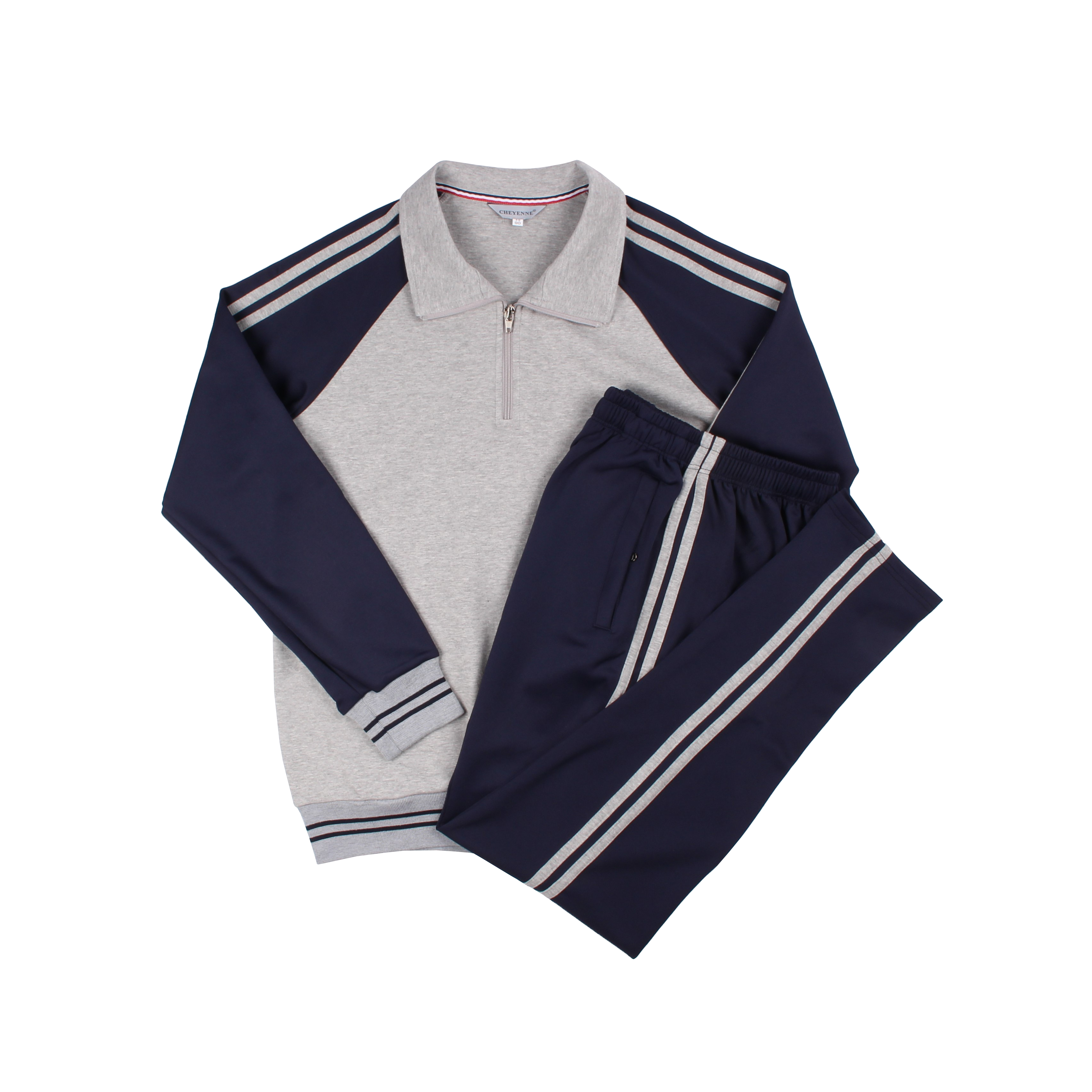 멜란지 네이비 2선 반집업 동복세트