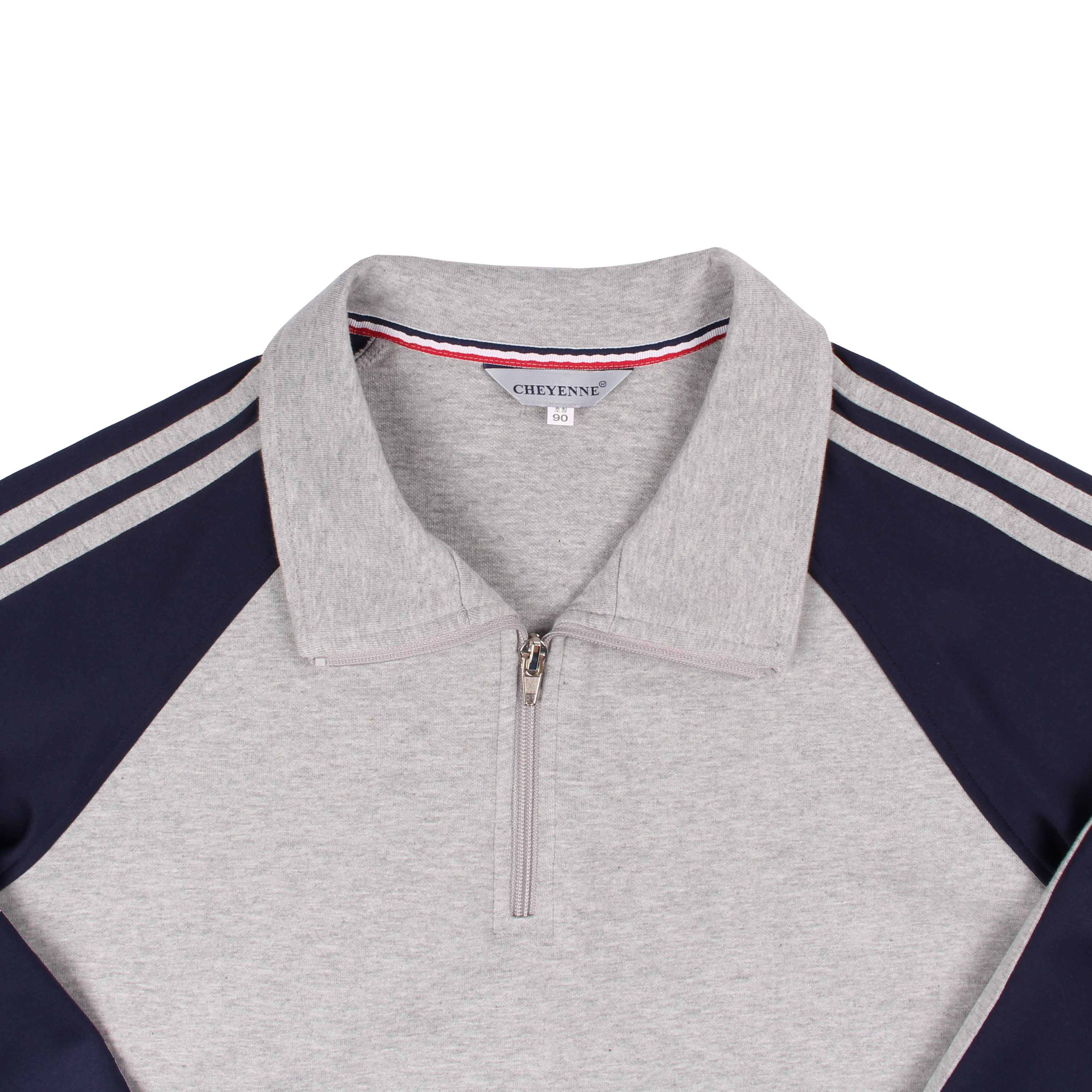 멜란지 네이비 2선 반집업 동복상의(시보리)