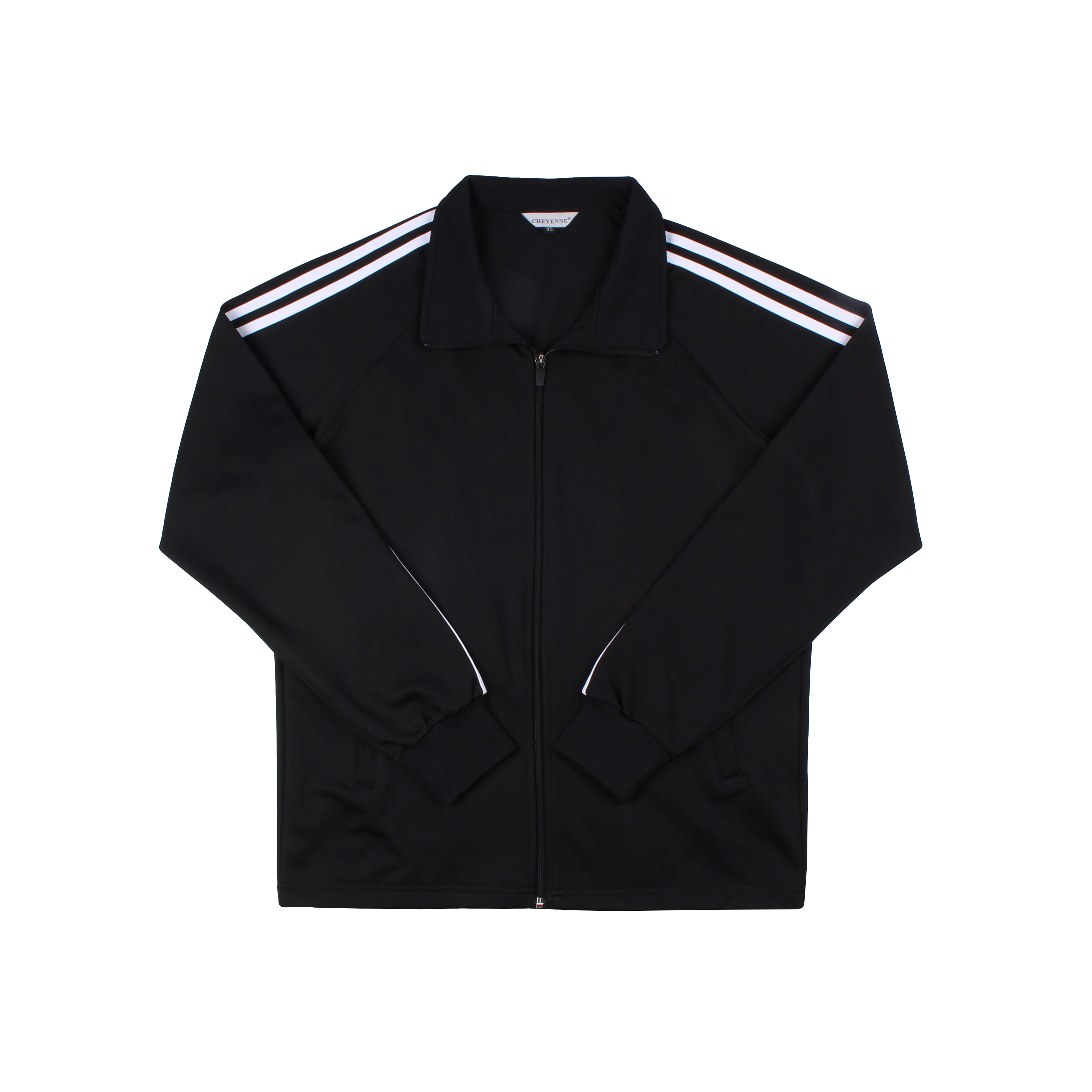 블랙 흰색 2선 집업 동복상의