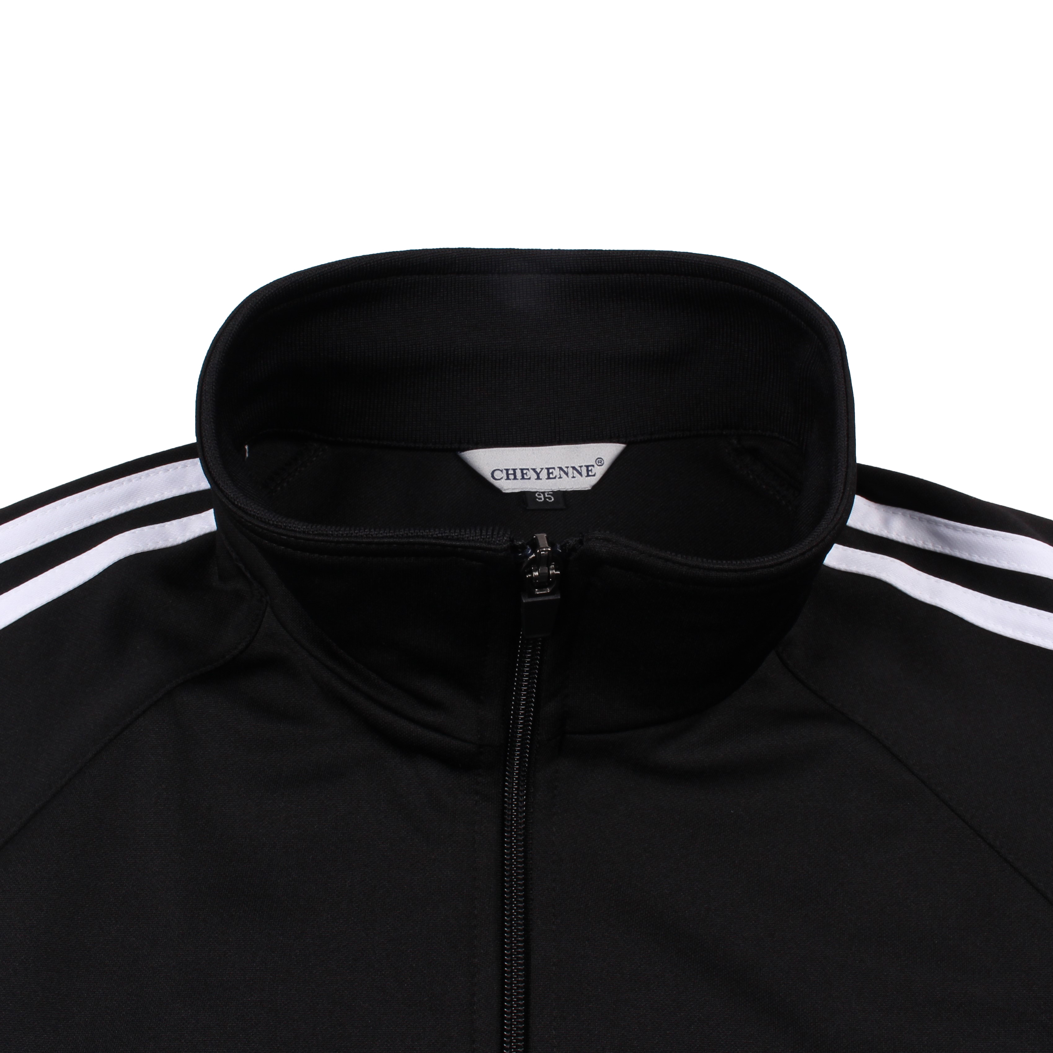 블랙 흰색 2선 집업 동복상의