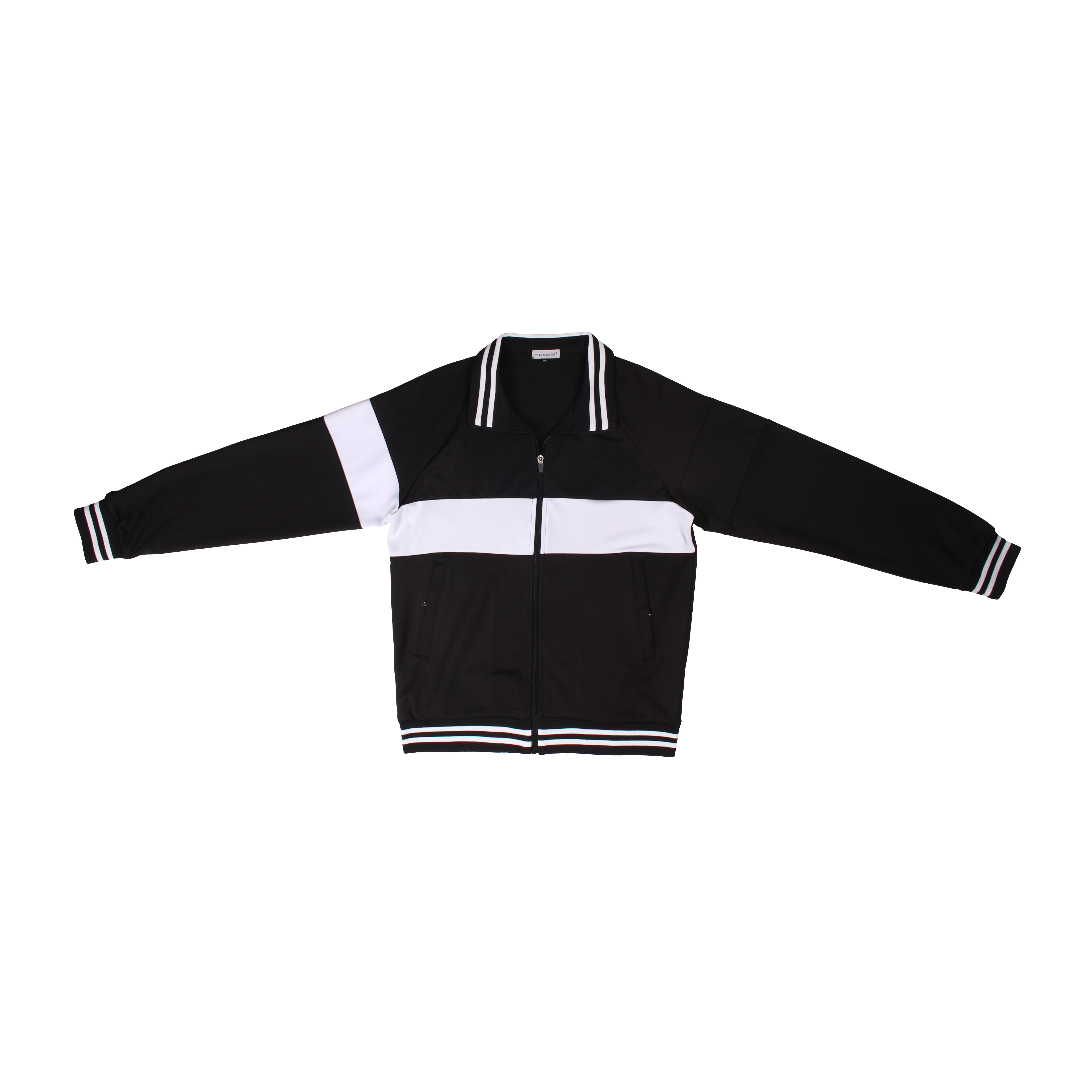 블랙 화이트링 2선 집업 동복상의(시보리)