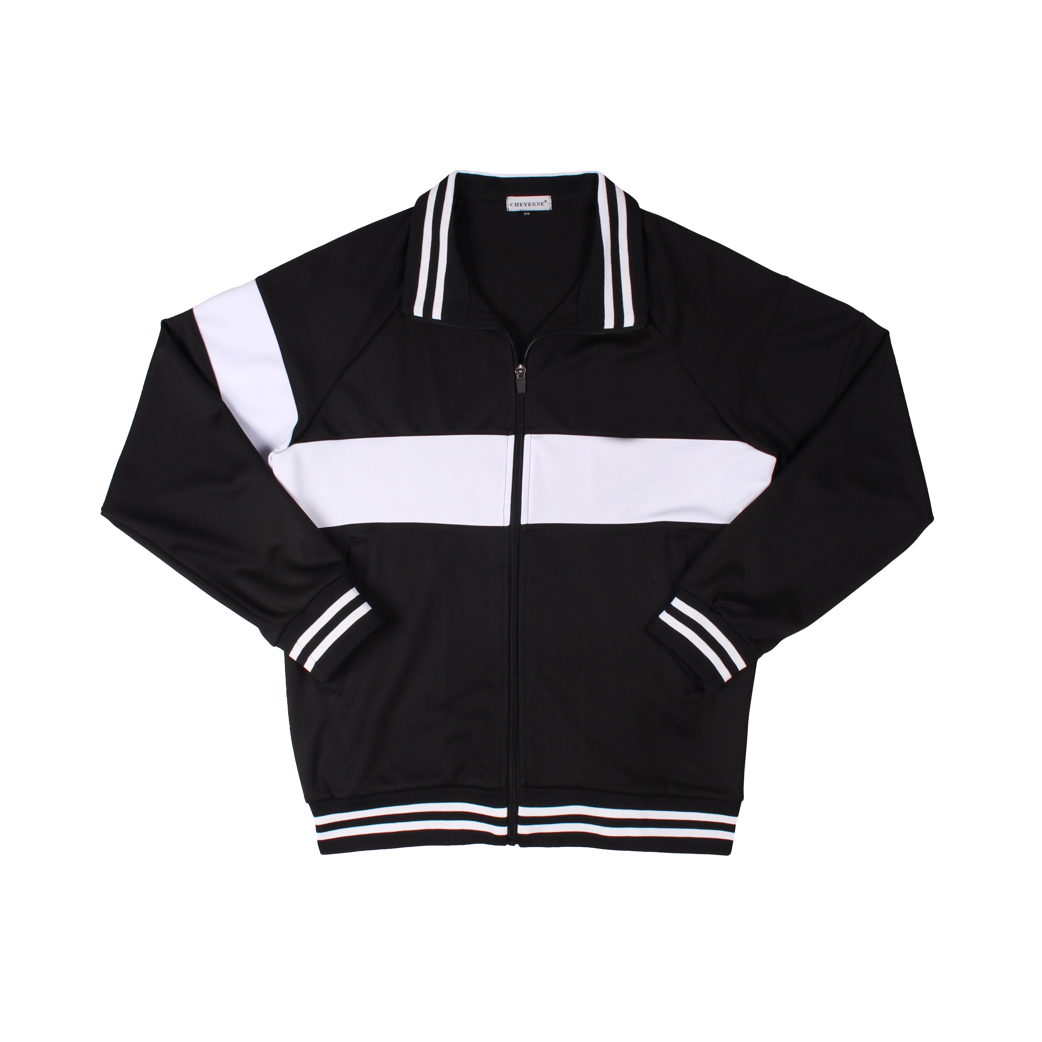 블랙 화이트링 2선 집업 동복상의(시보리)