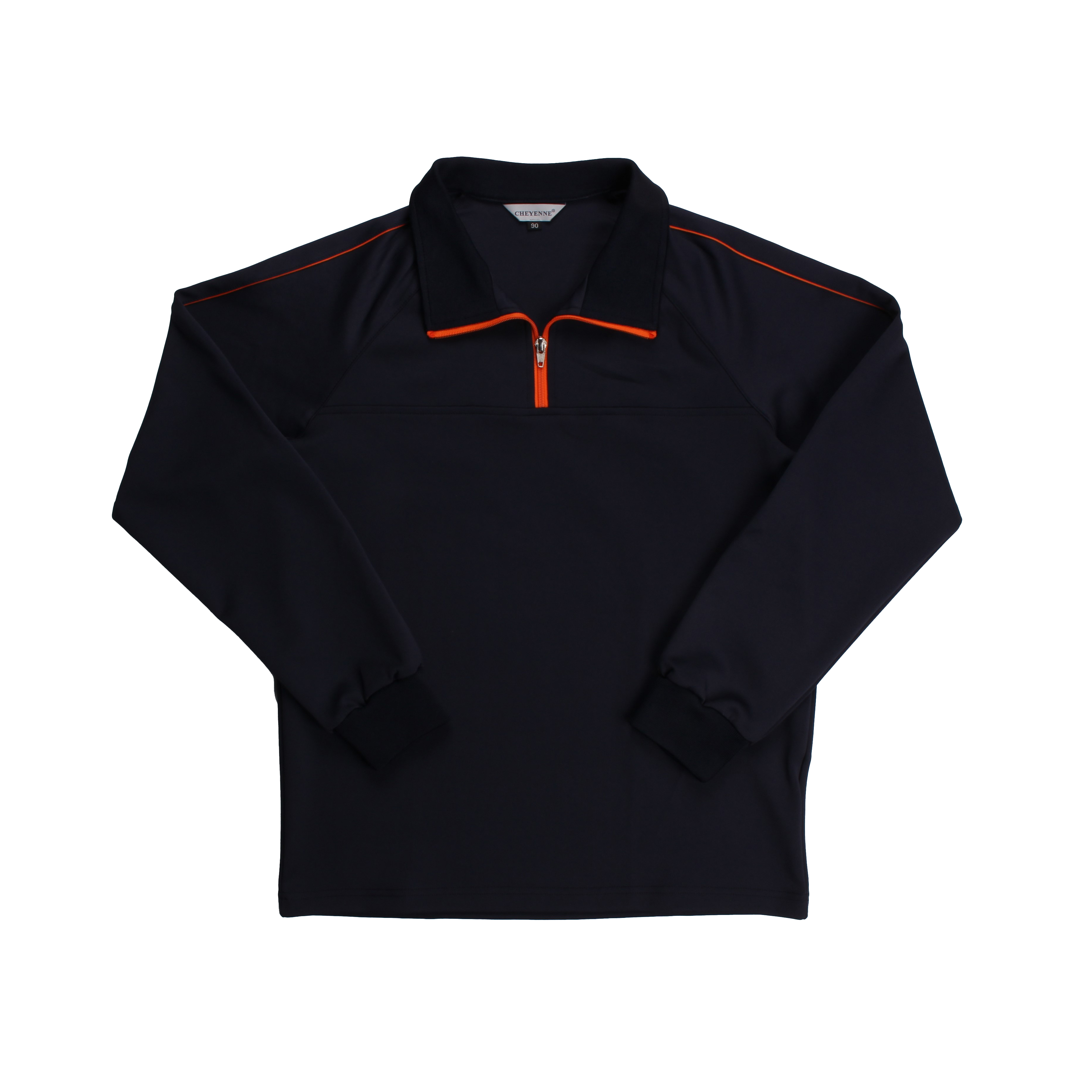 네이비 오렌지 하프선 반집업 동복상의