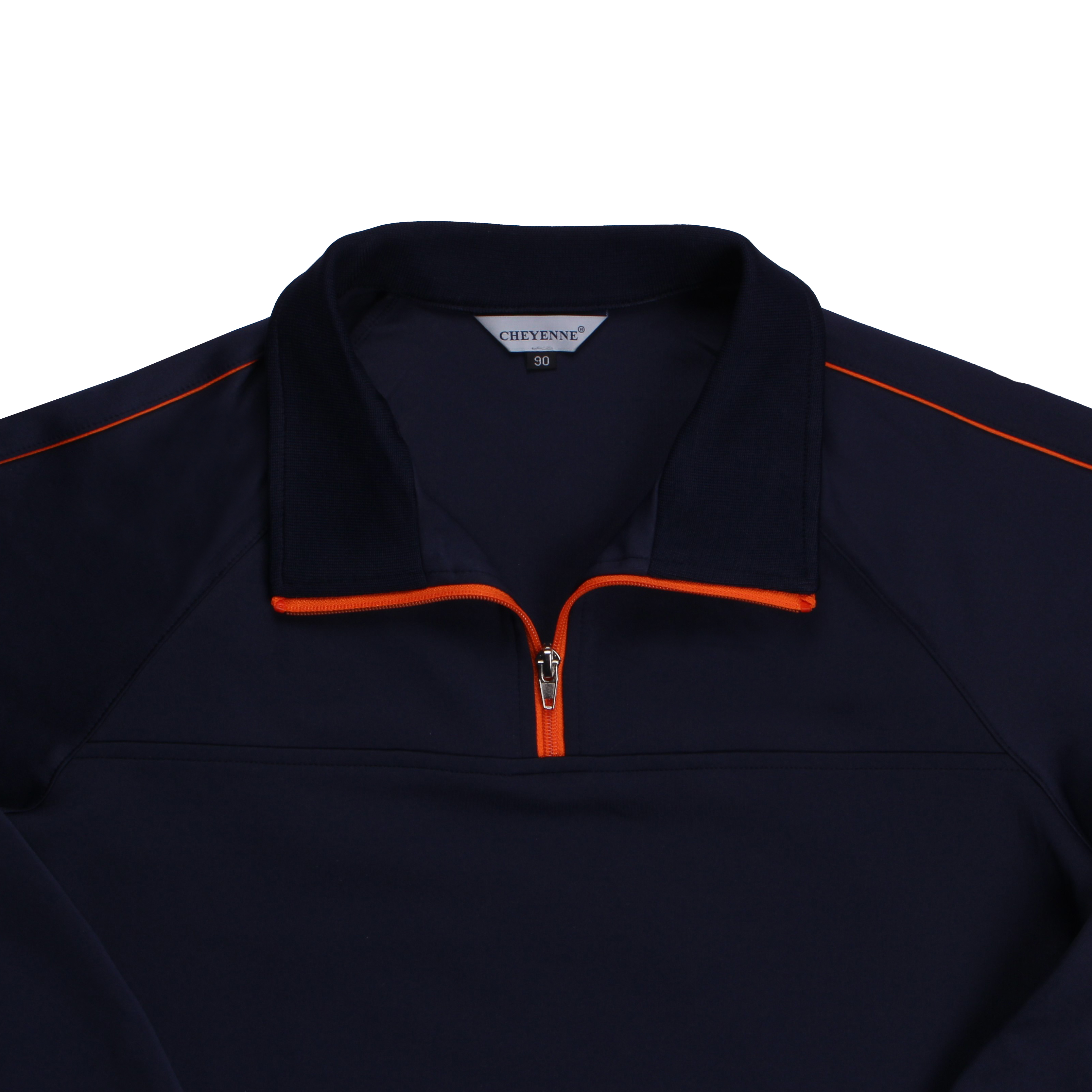 네이비 오렌지 하프선 반집업 동복상의