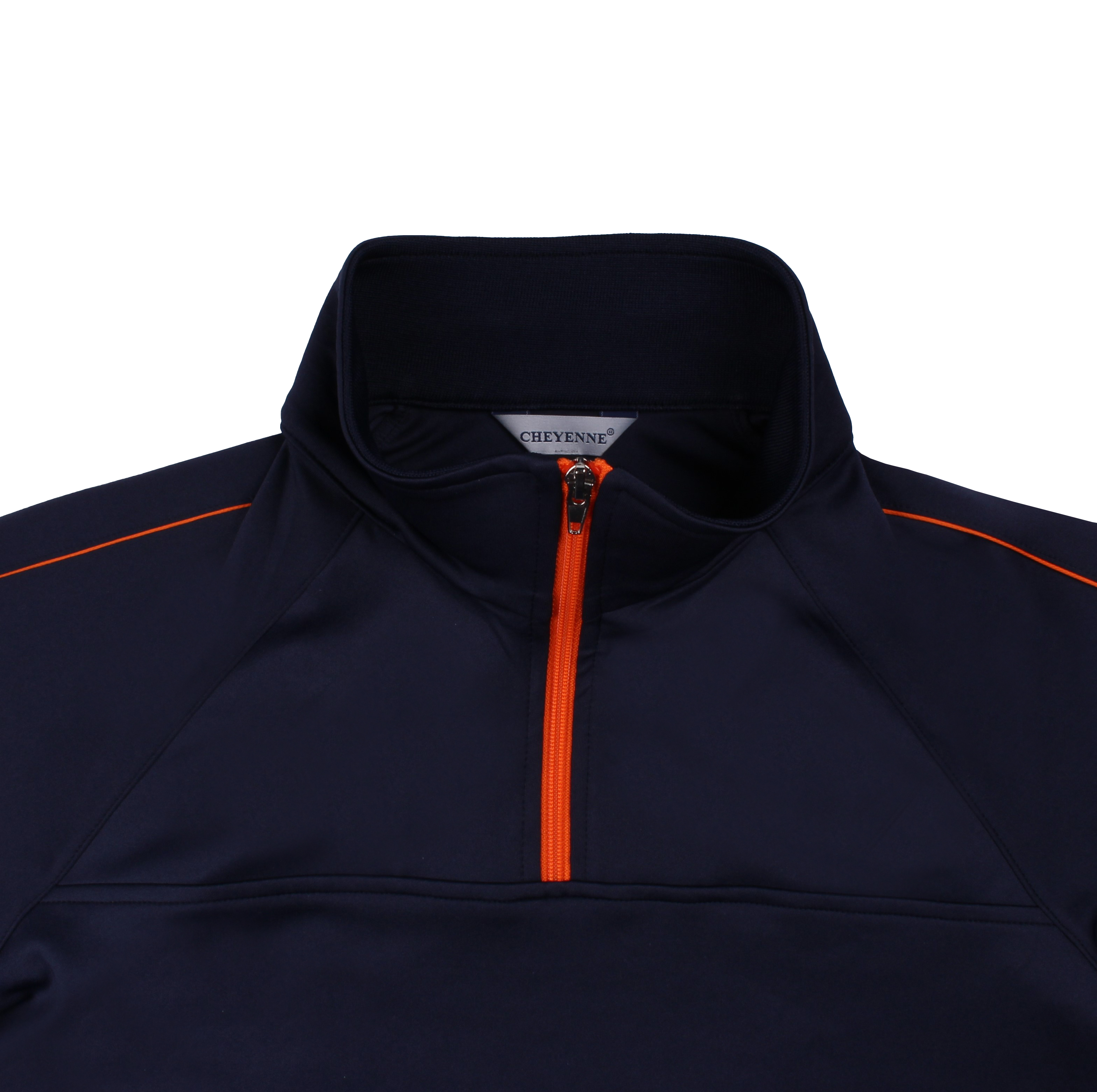 네이비 오렌지 하프선 반집업 동복상의