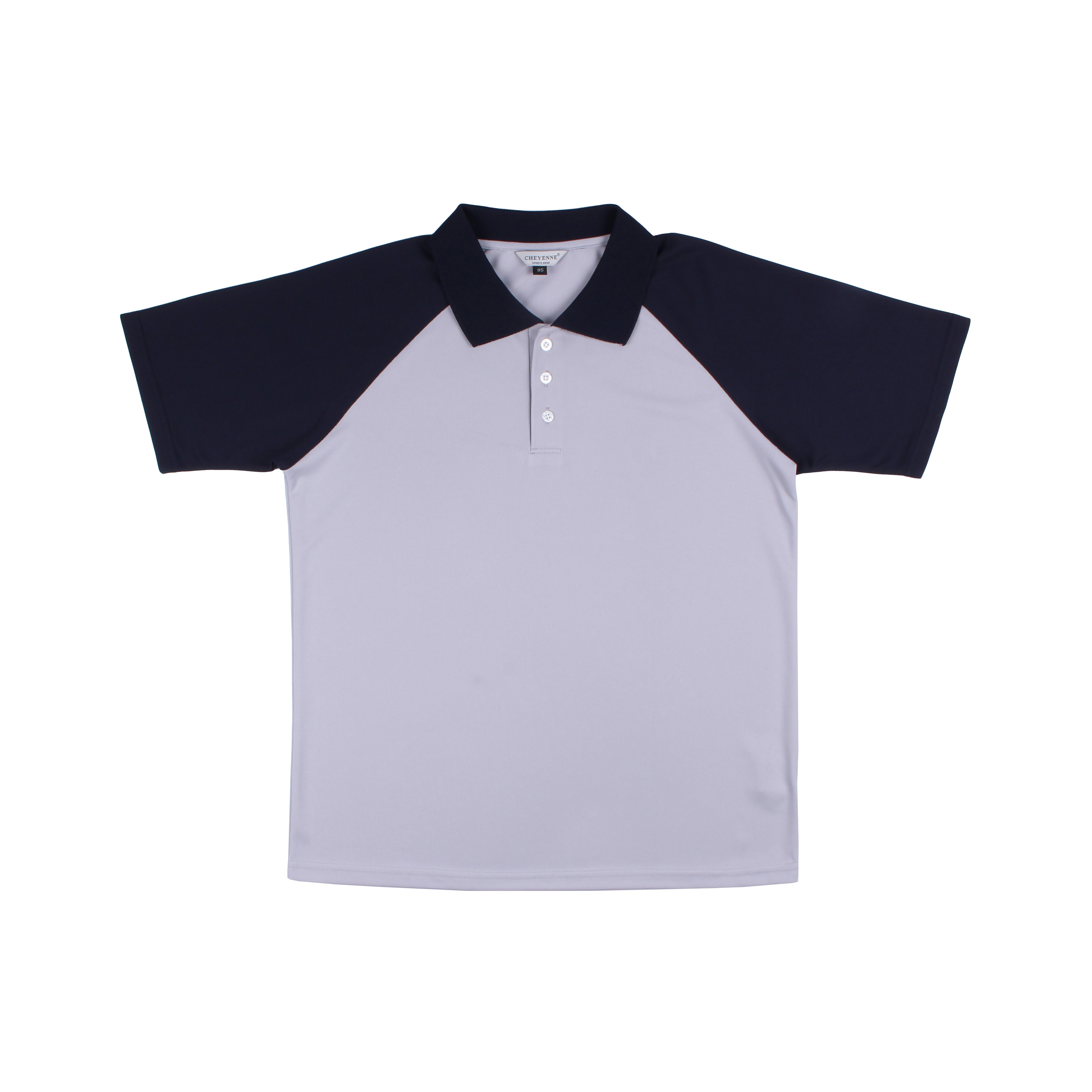 그레이 네이비 배색 카라 반팔티셔츠