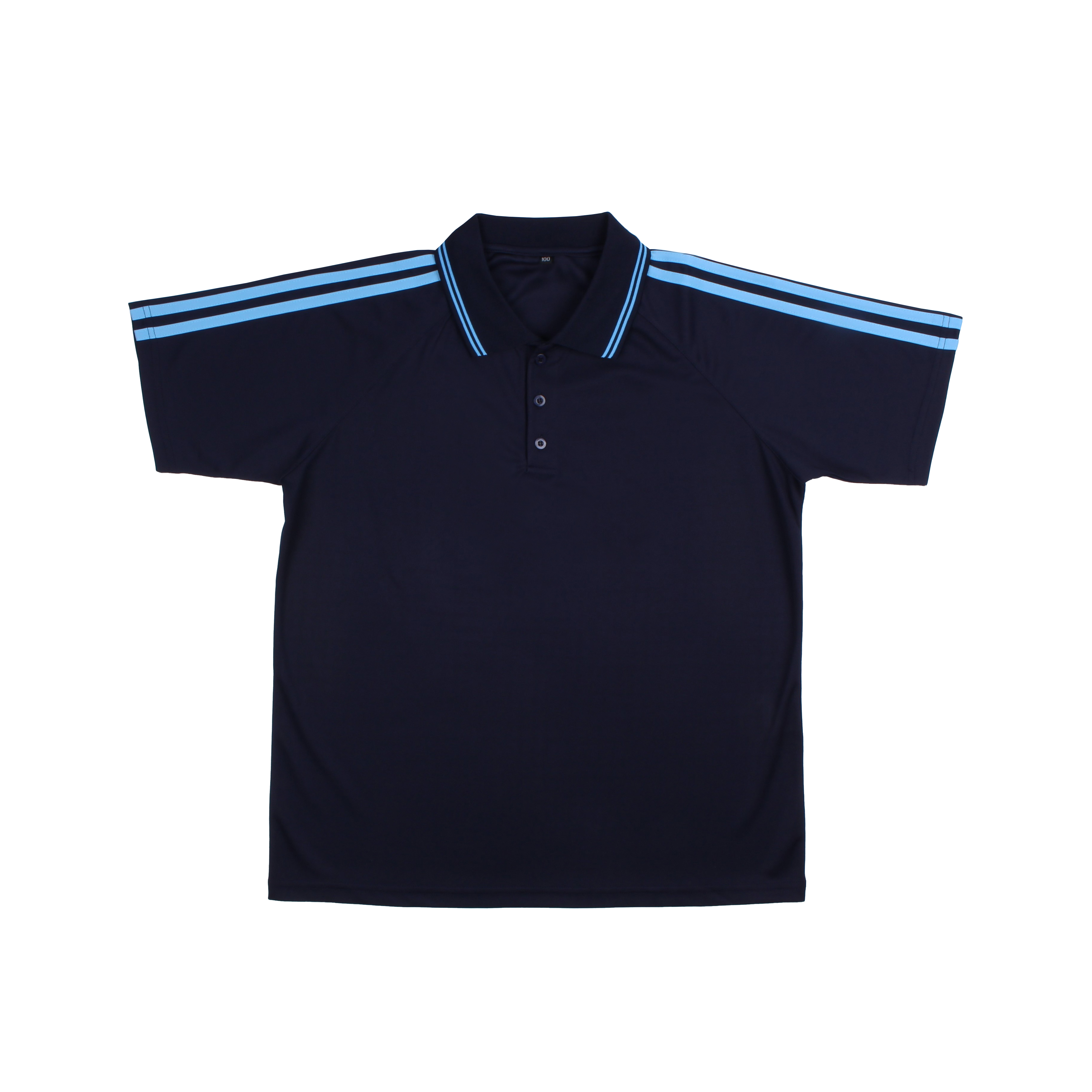 네이비 소라2선 카라 반팔티셔츠(네이비 버튼)