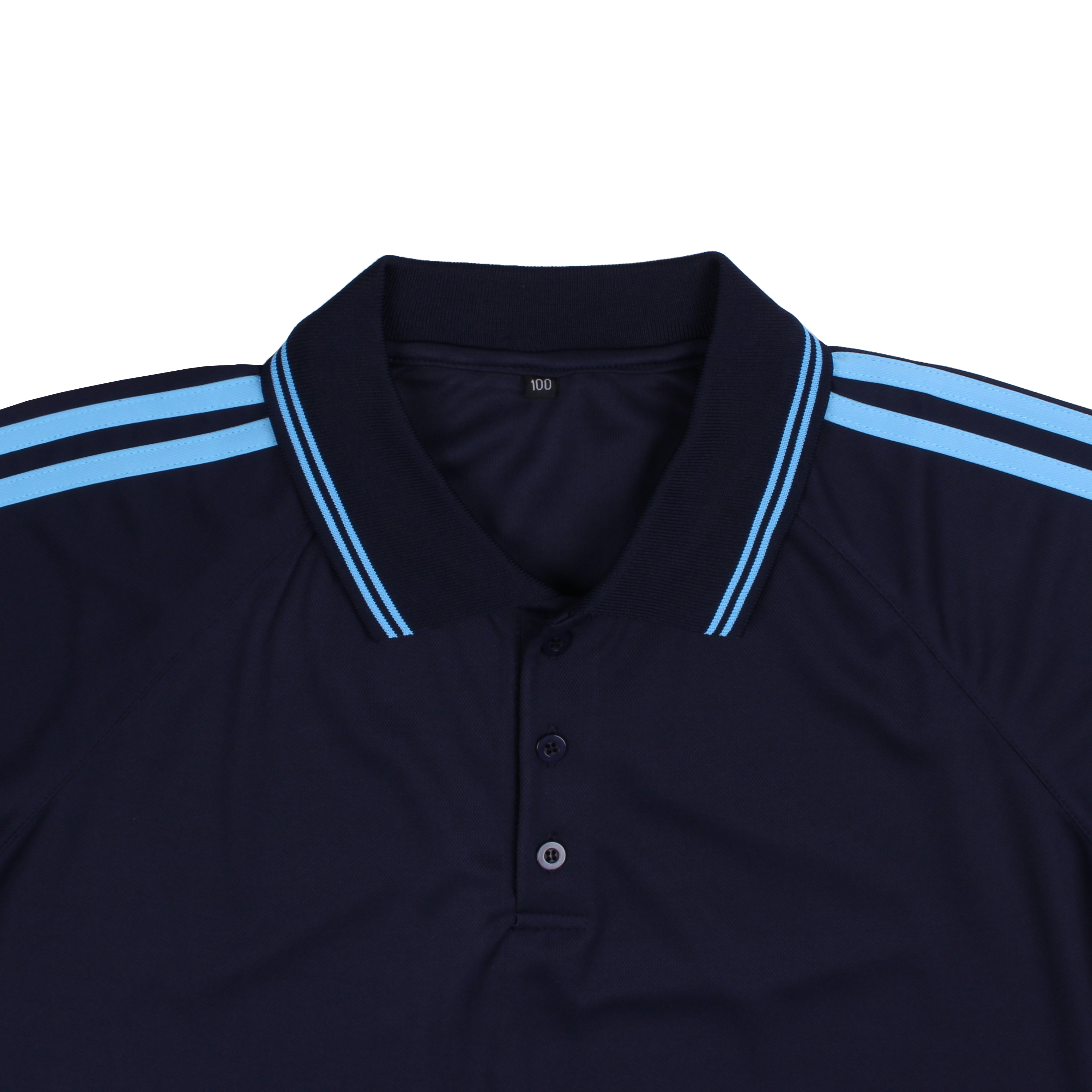 네이비 소라2선 카라 반팔티셔츠(네이비 버튼)