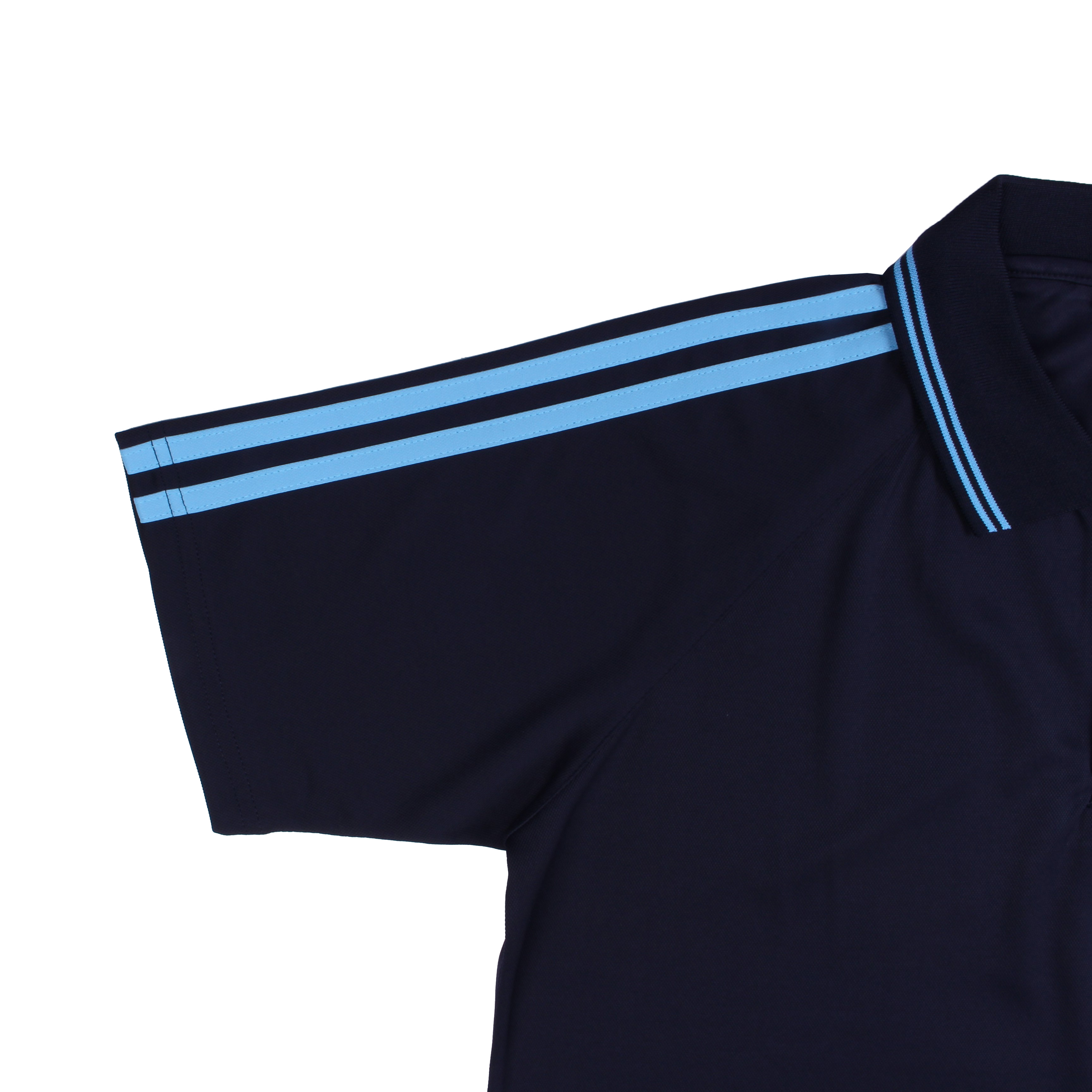 네이비 소라2선 카라 반팔티셔츠(네이비 버튼)