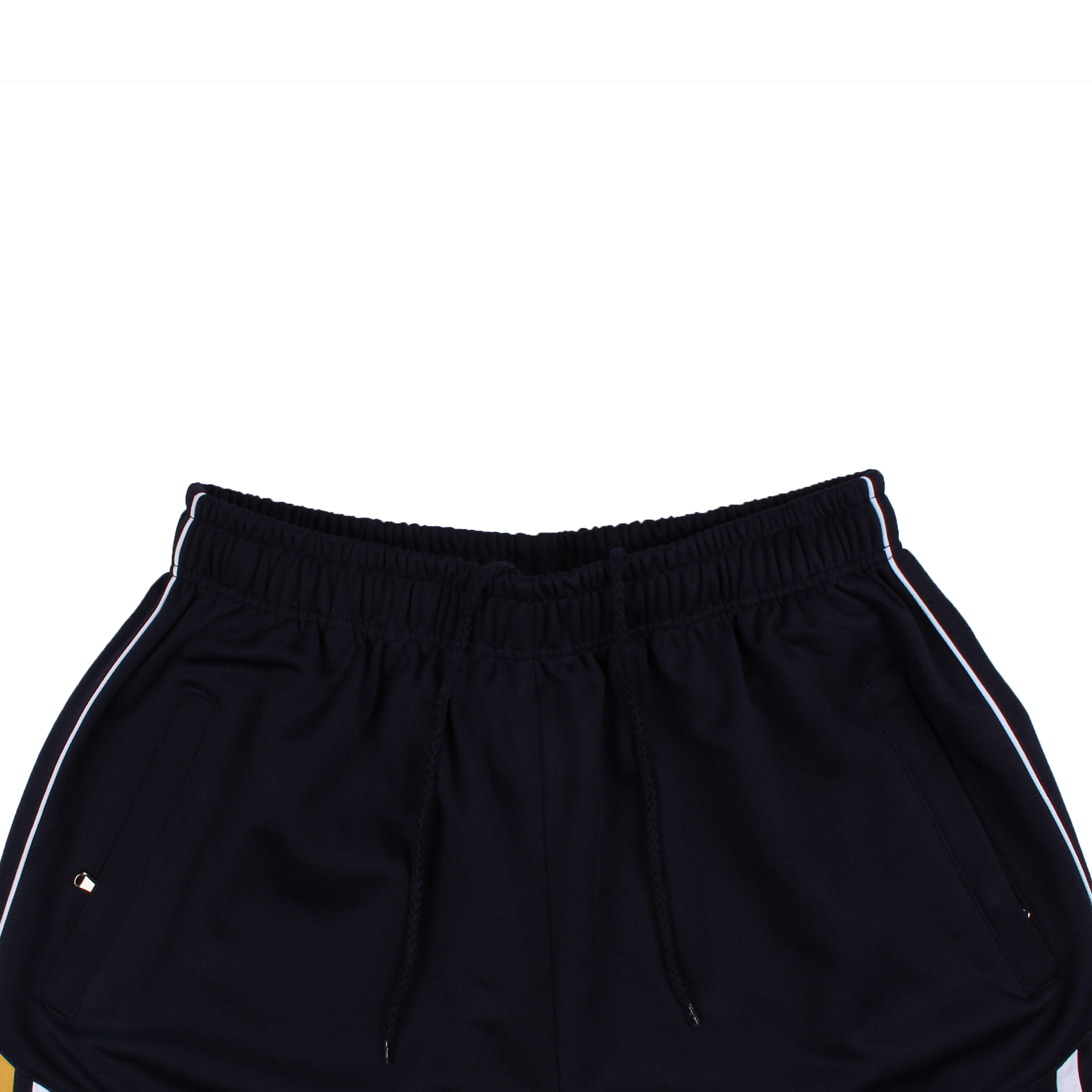 네이비 흰색노랑 무릎선 반바지