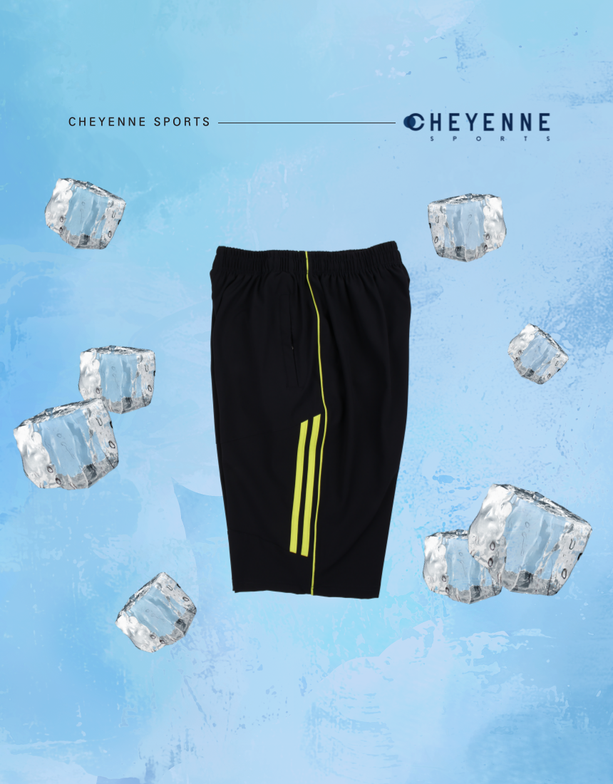 [쿨링] 네이비 연두 무릎선 쿨링 반바지