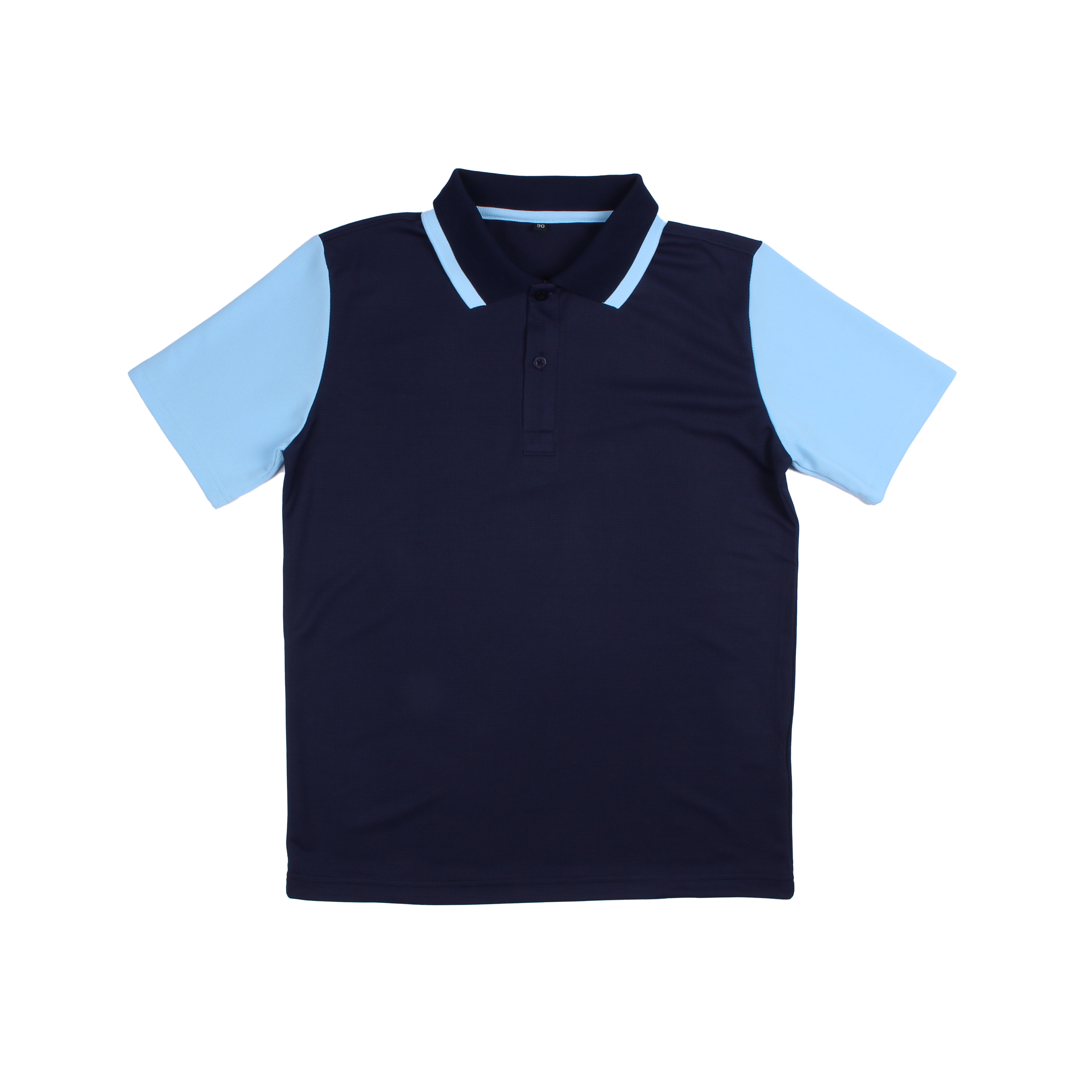 네이비 소라 배색 카라 반팔티셔츠