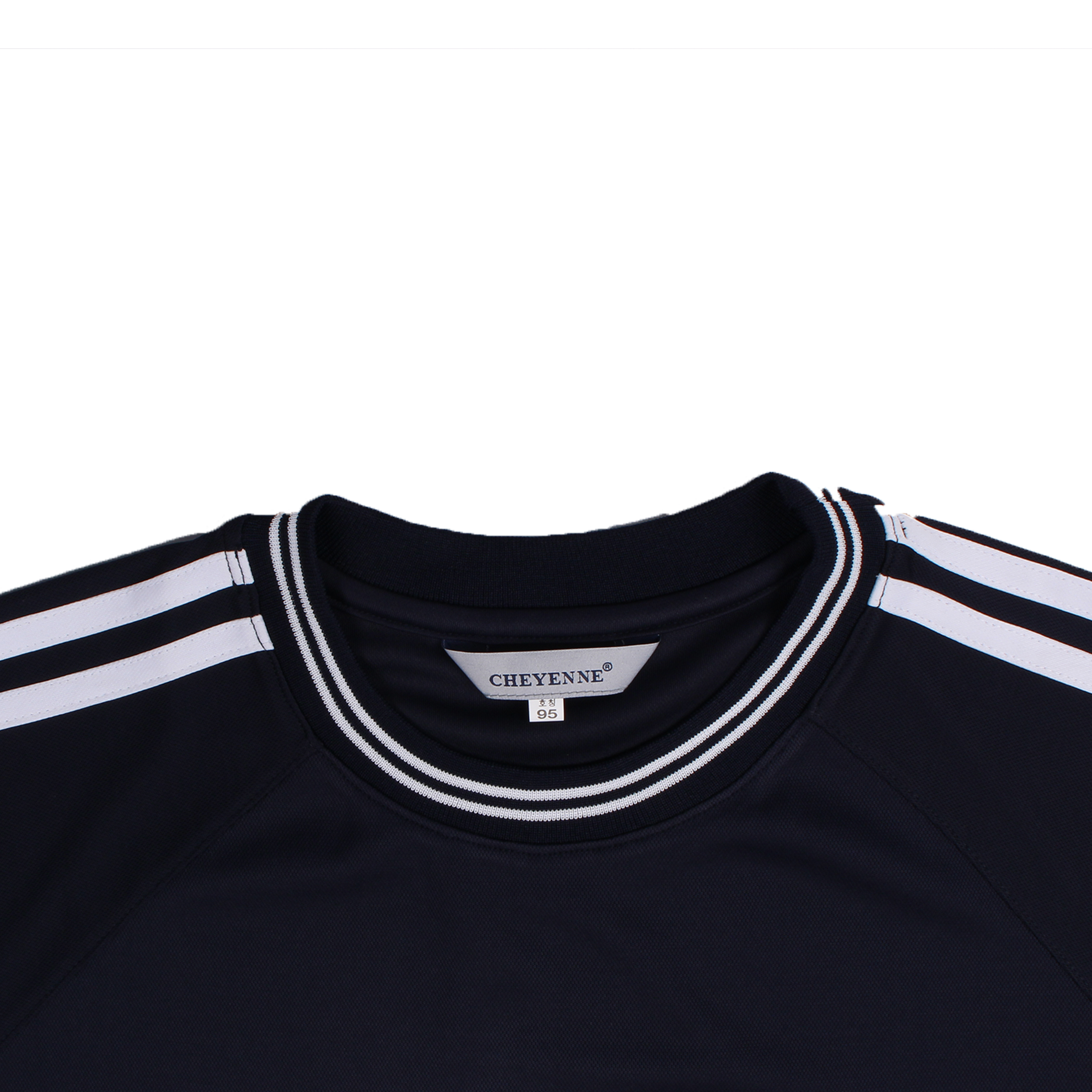 네이비 화이트 라운드 2선 반팔티셔츠