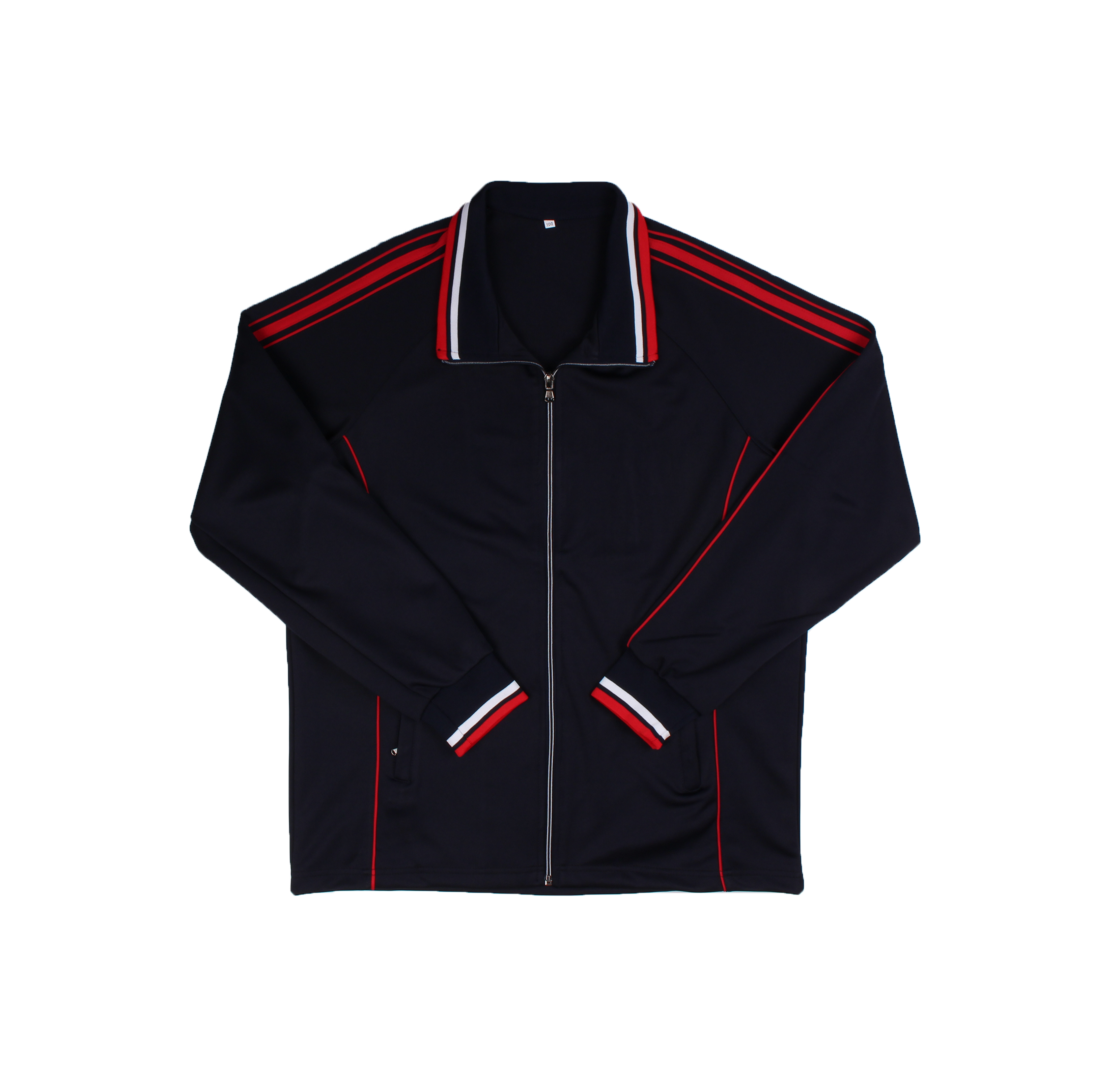 네이비 투컬러 어깨선 집업 동복상의