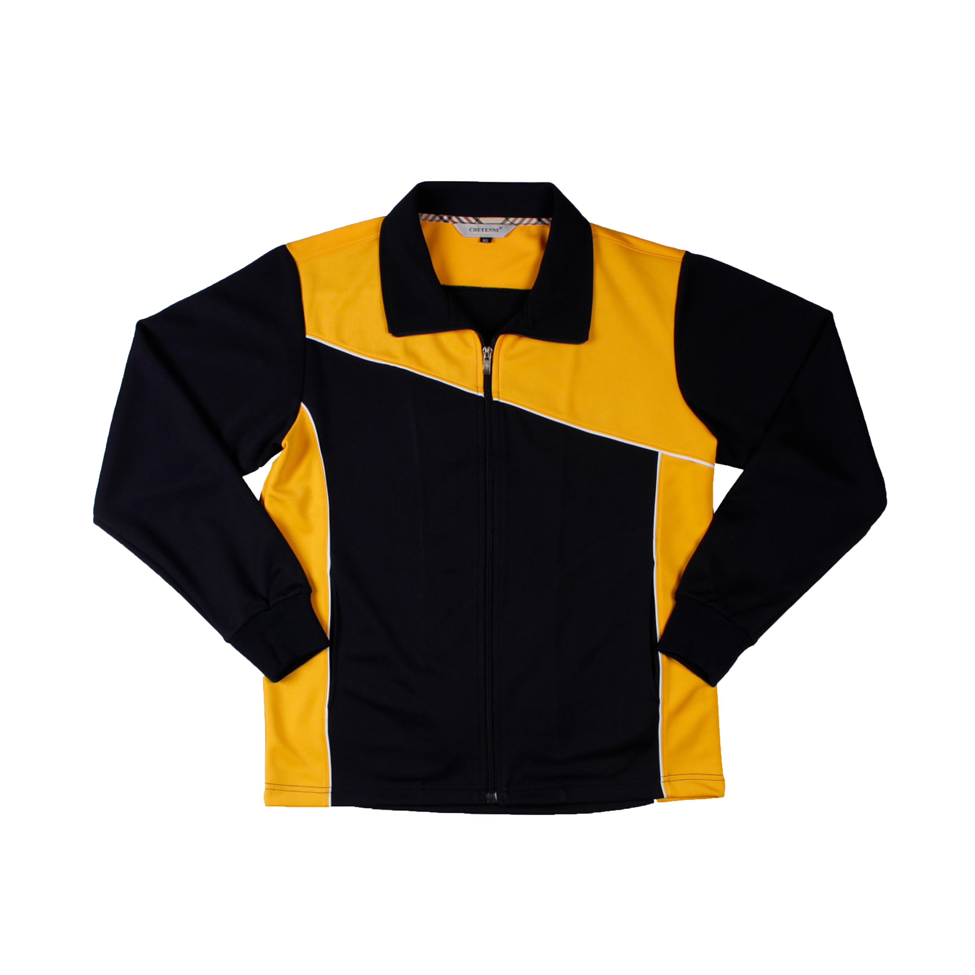 네이비 노랑 컷팅포인트 집업 동복상의