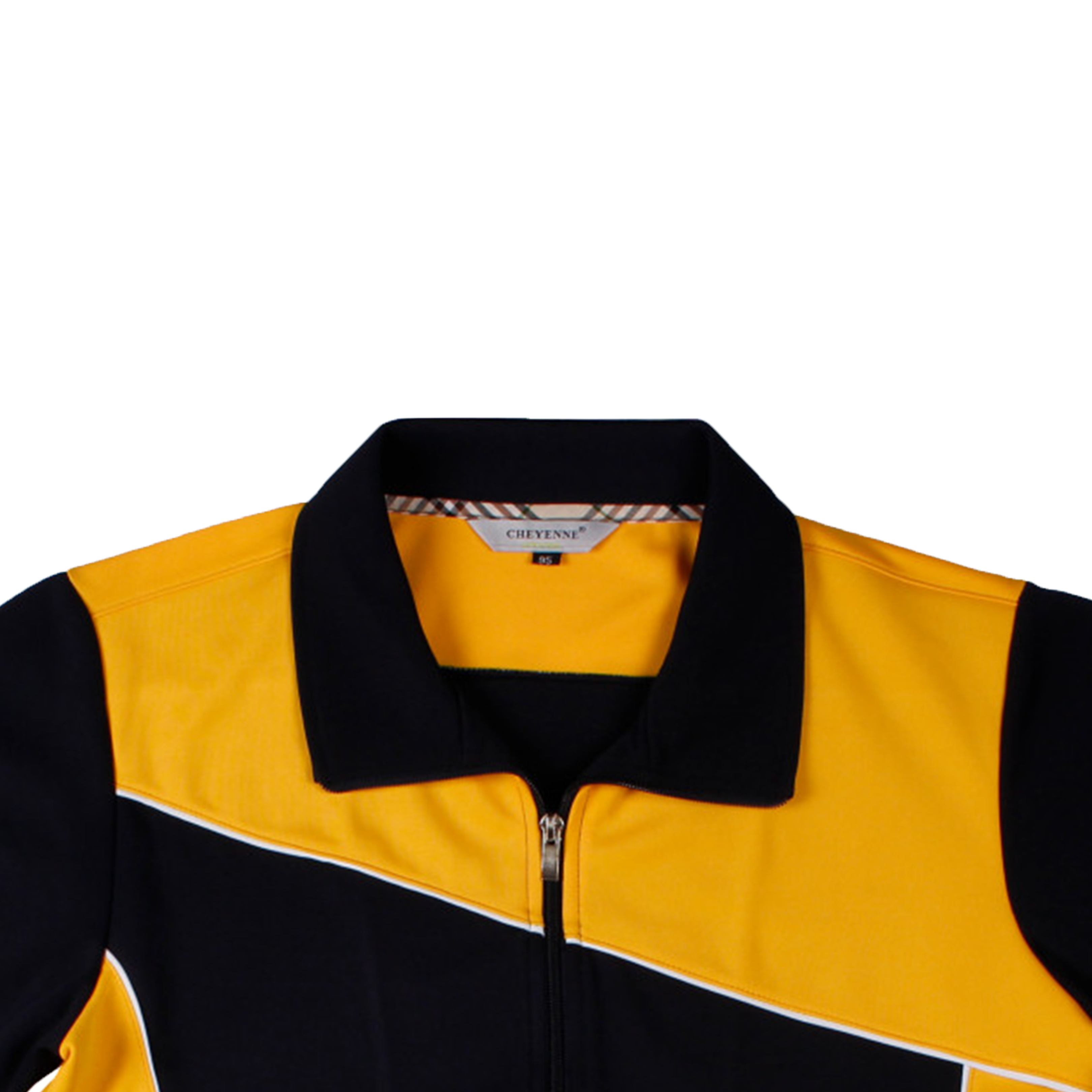 네이비 노랑 컷팅포인트 집업 동복상의