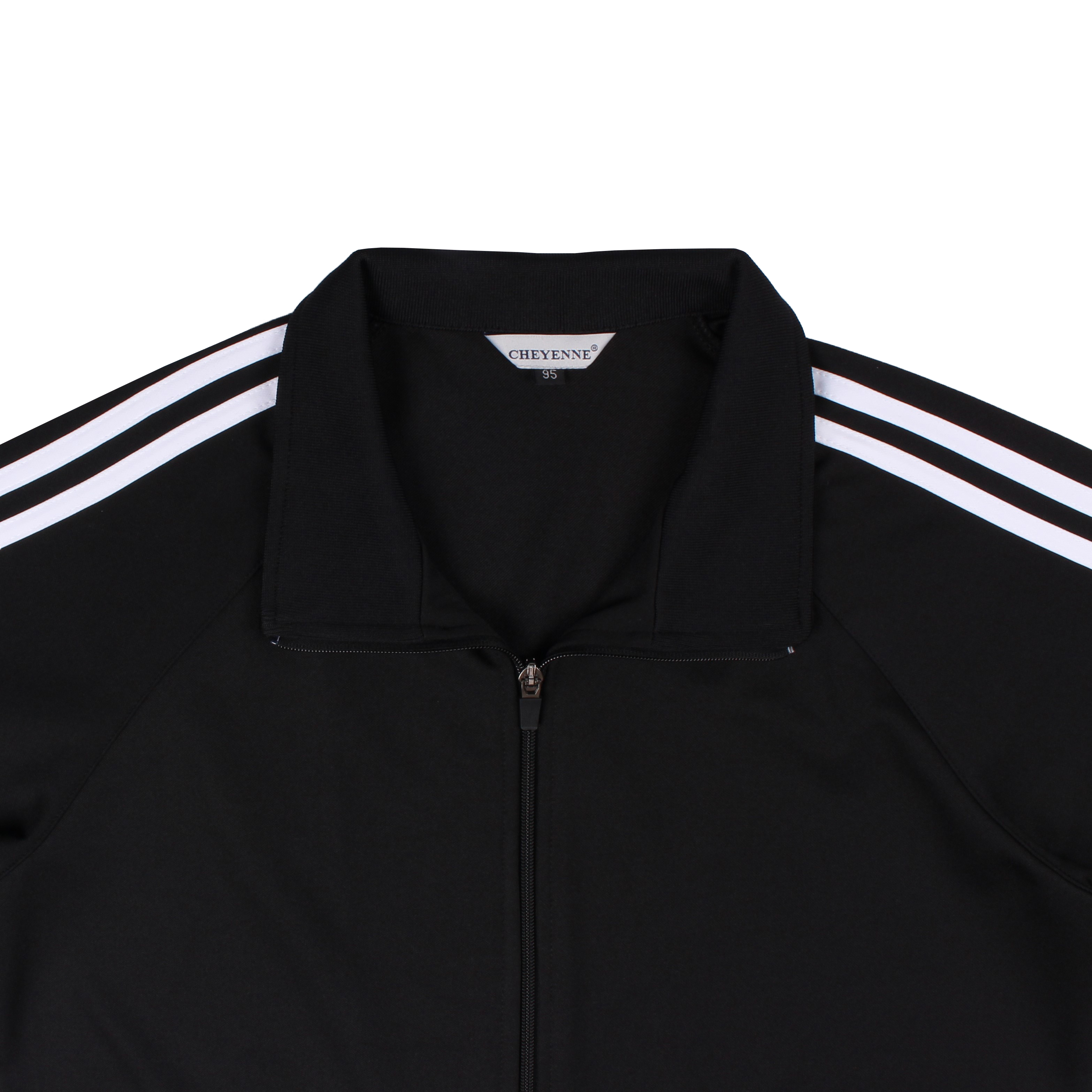 블랙 흰색 2선 집업 동복상의(시보리)