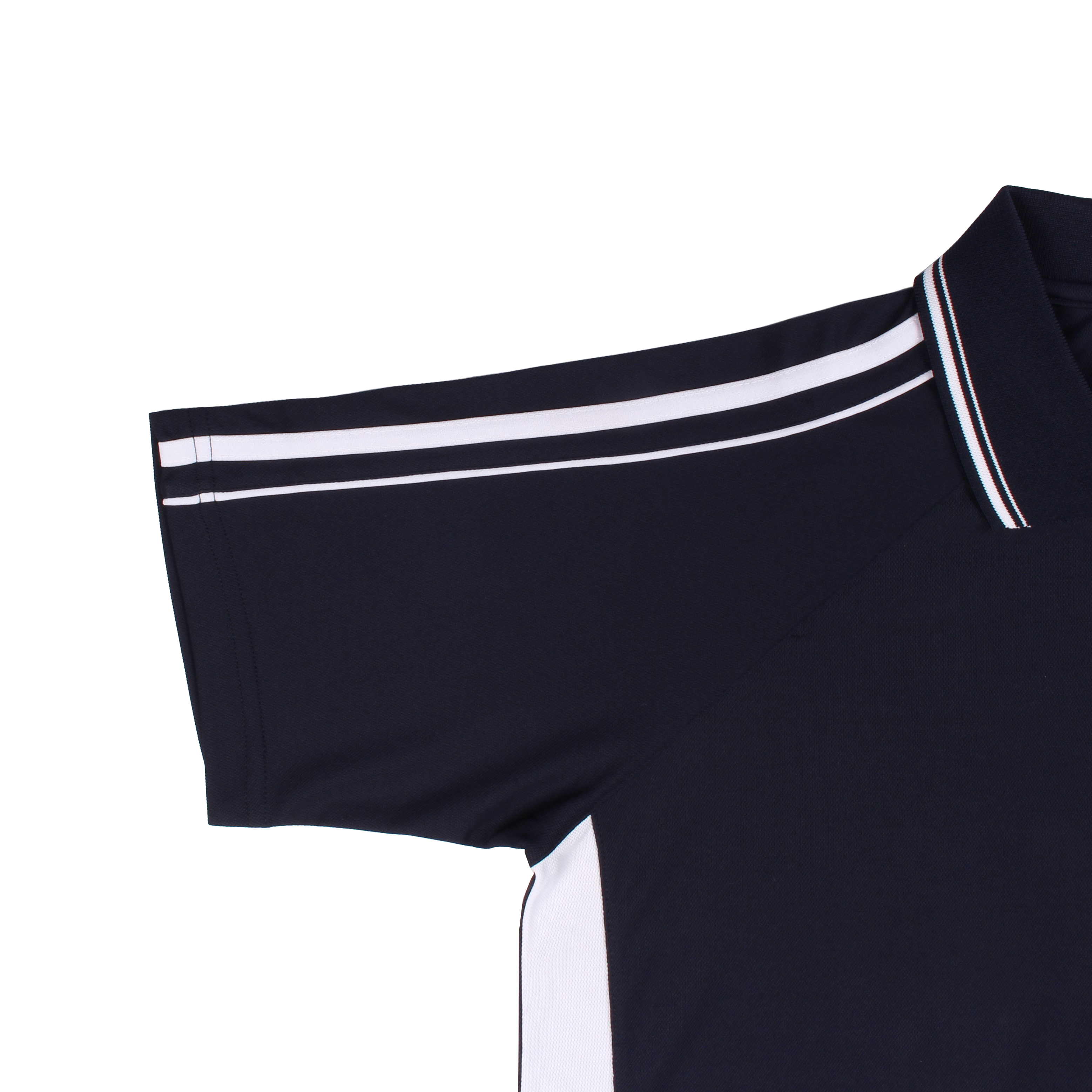 네이비 화이트 원앤원 하이라인 반집업 카라 반팔티셔츠