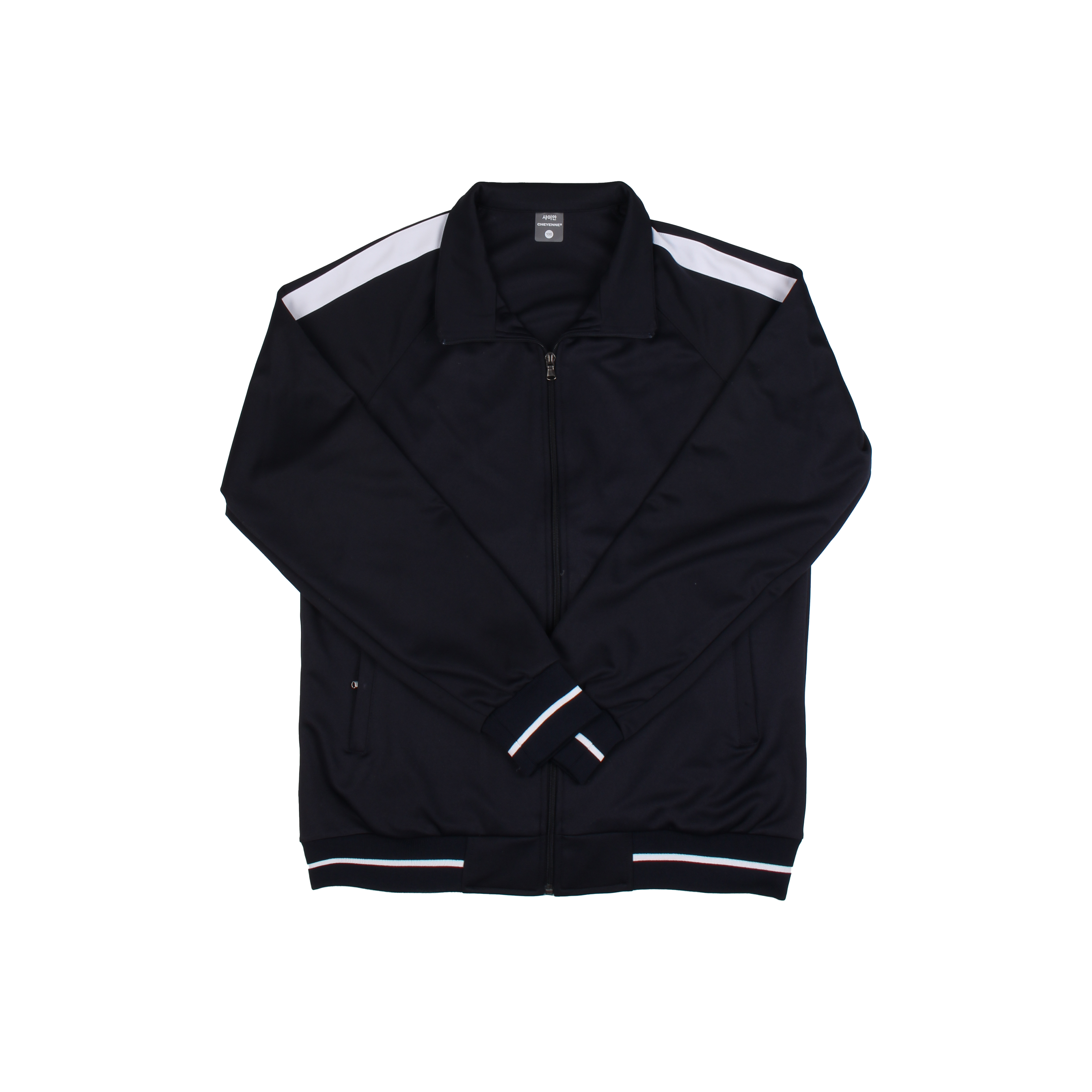 네이비 흰색 와이드선 집업 동복상의(시보리)