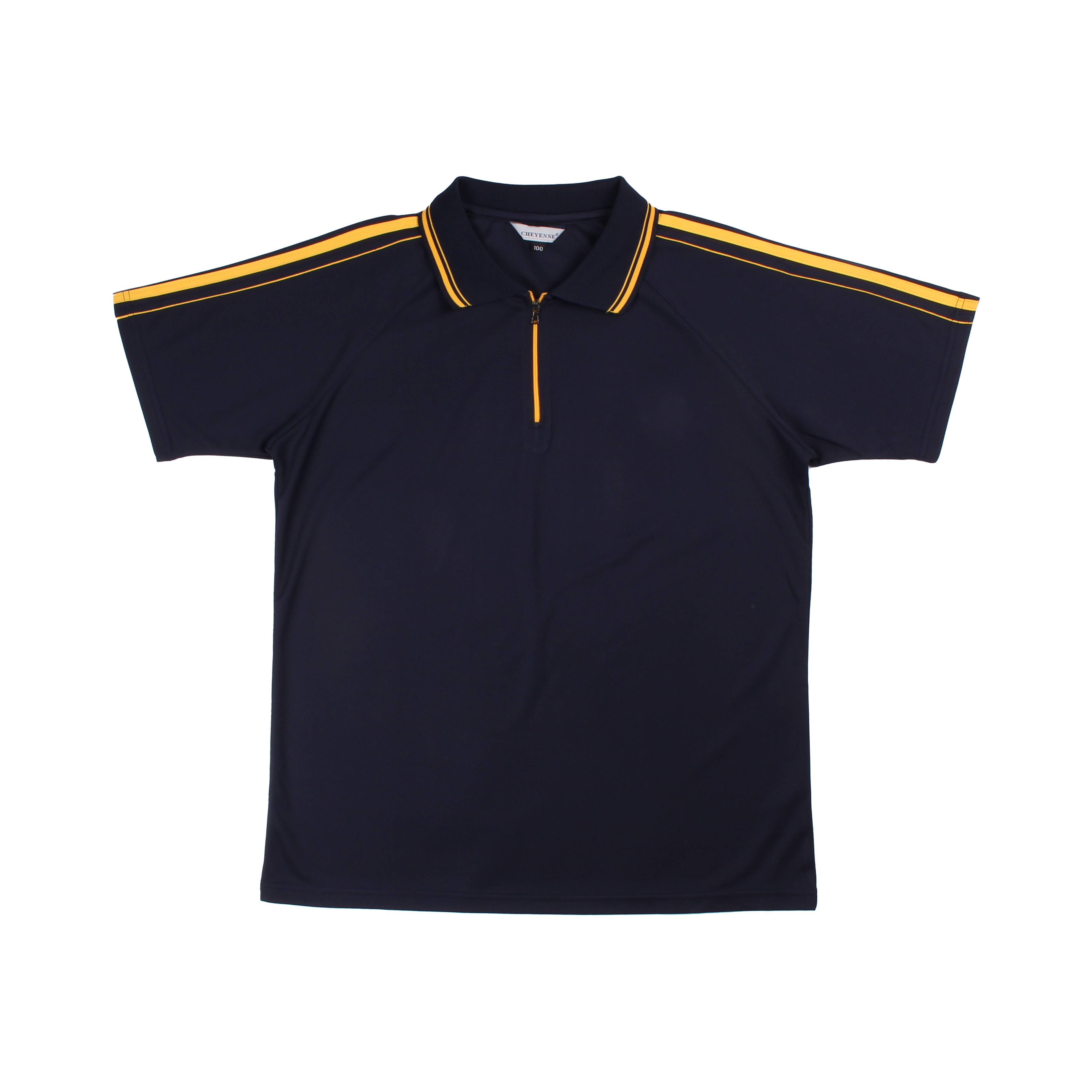 네이비 노랑 원앤원 반집업 카라 반팔티셔츠