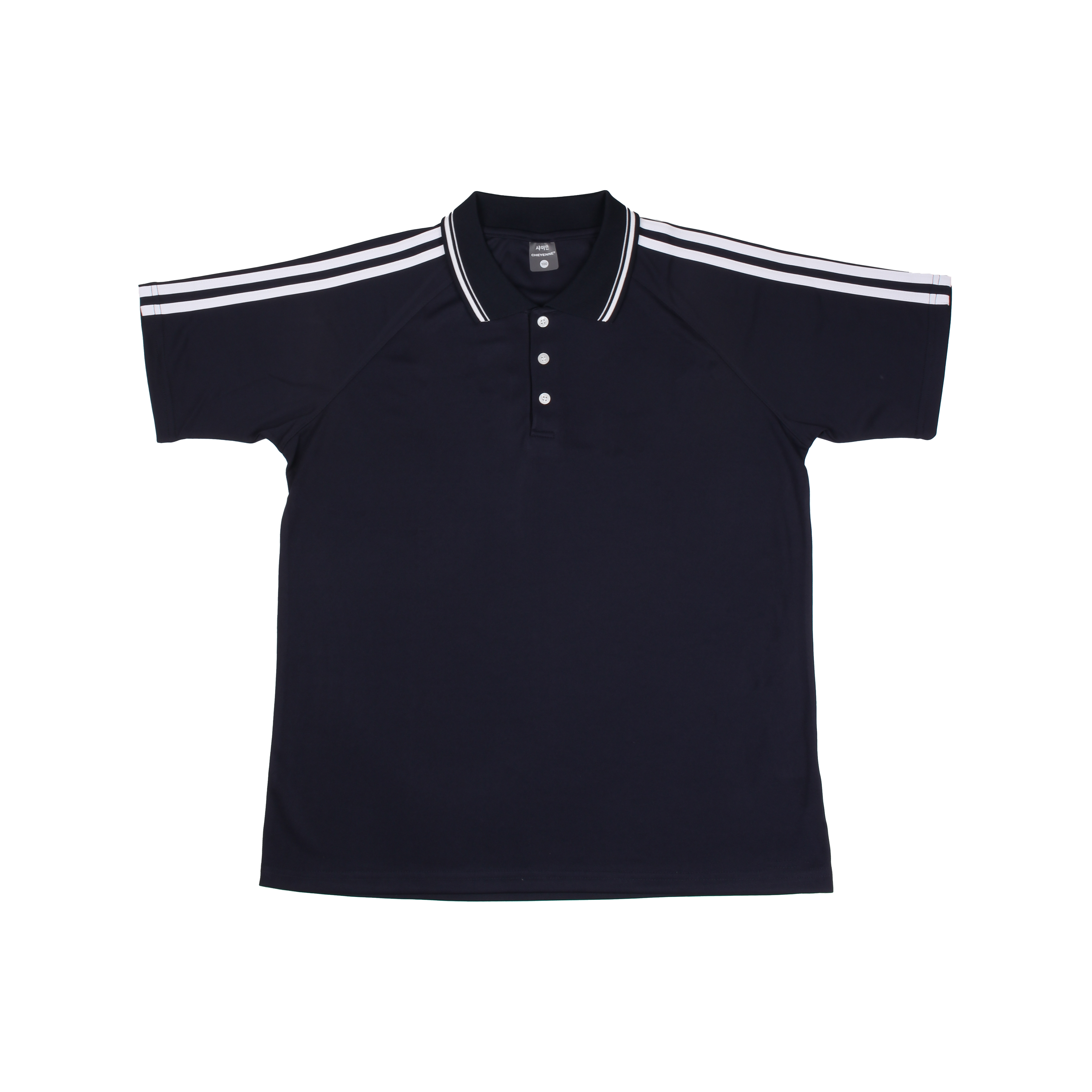 네이비 흰색 2선 카라 반팔티셔츠