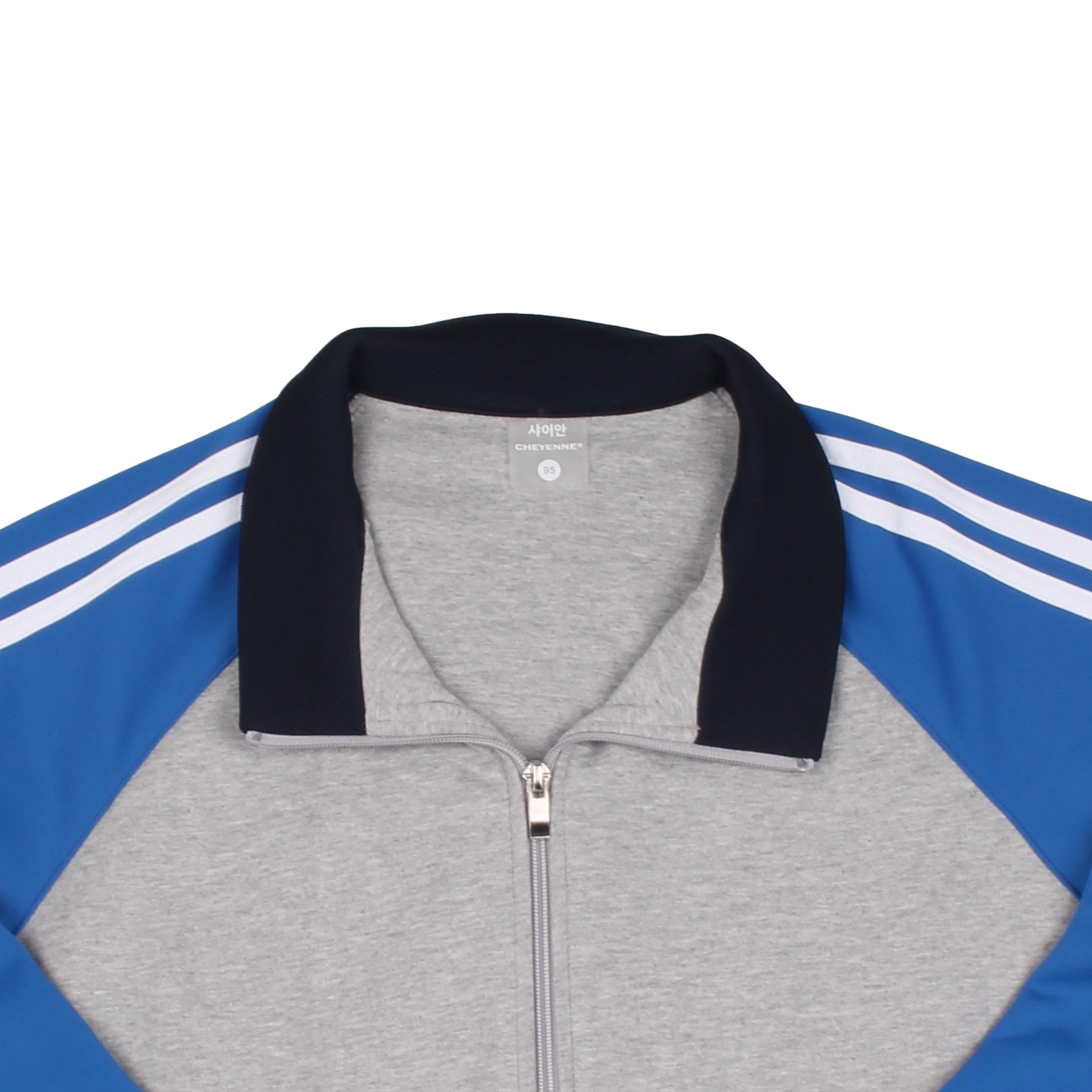 멜란지 블루 2선 집업 동복상의(시보리)