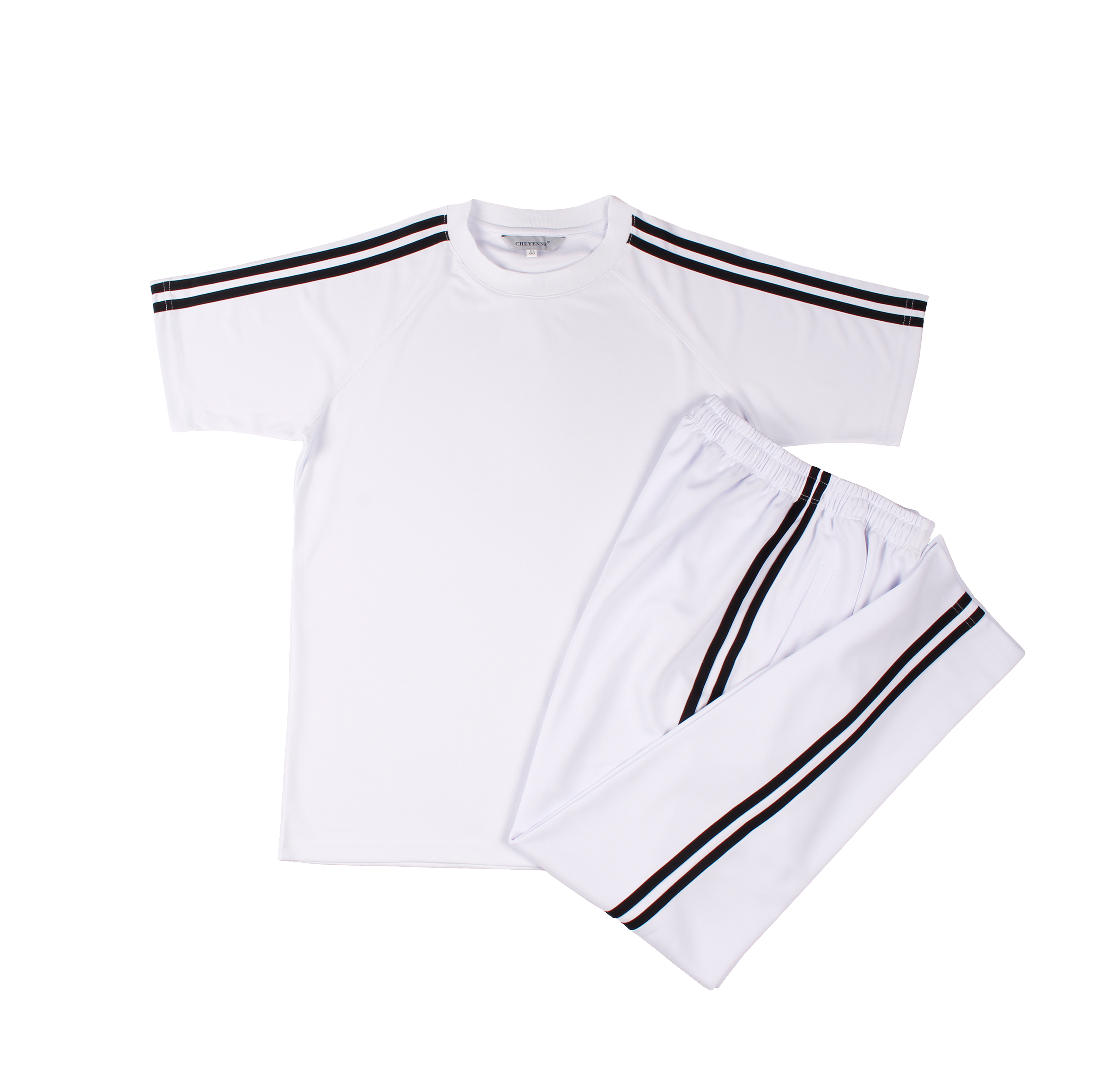 화이트 검정 2선 반팔 긴바지 세트