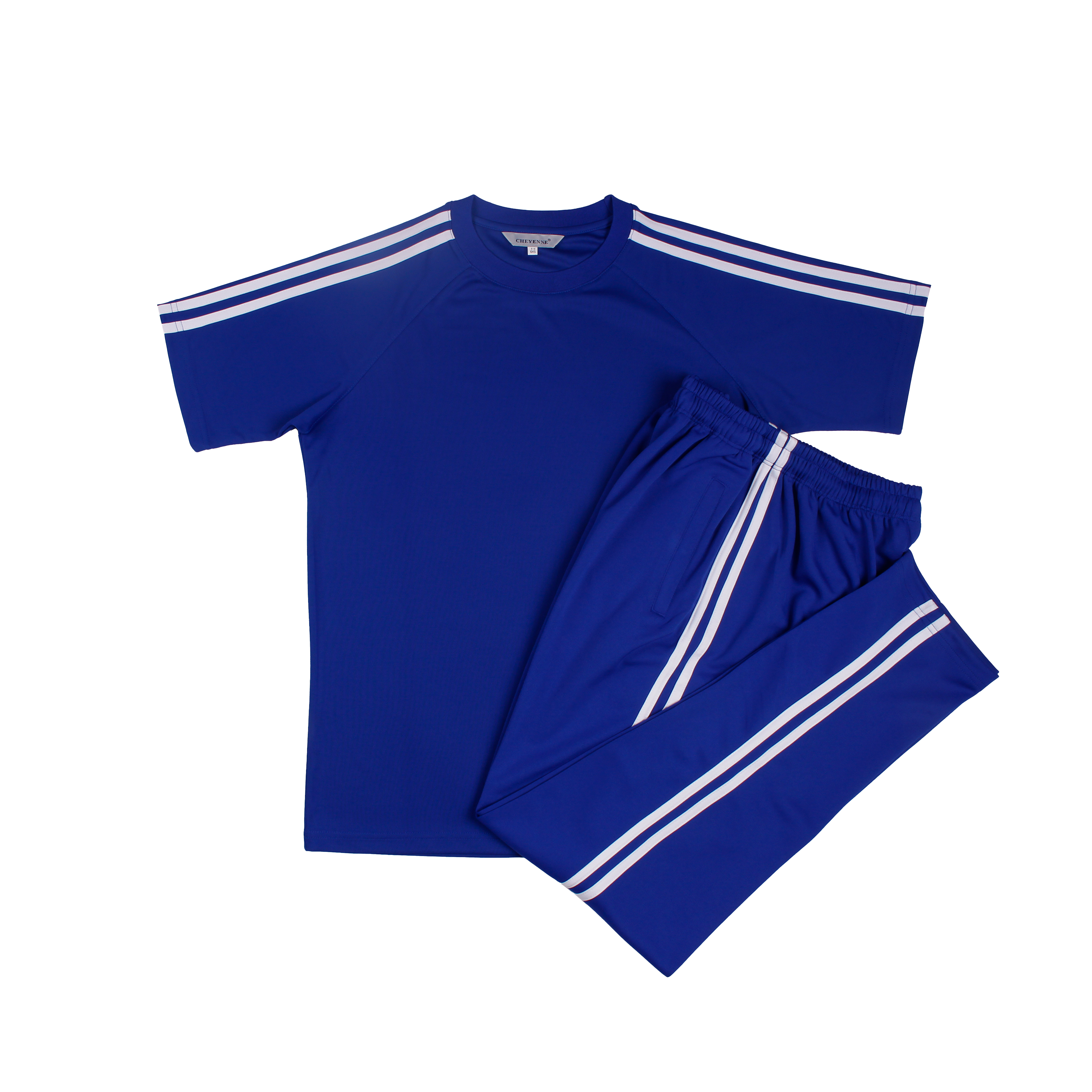 청색 흰색 2선 반팔 긴바지 세트