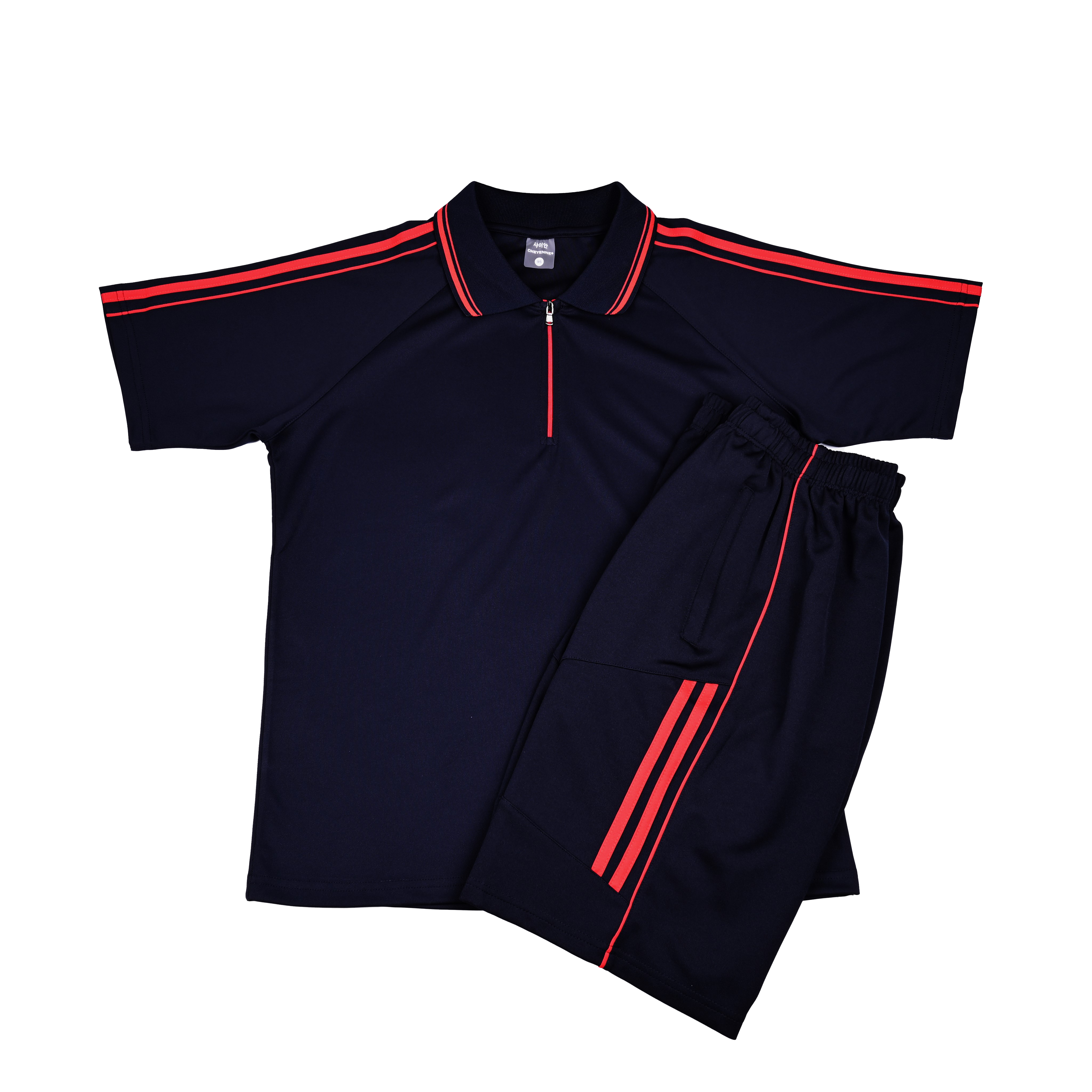 네이비 빨강 원앤원 반집업 카라/무릎선 하복세트