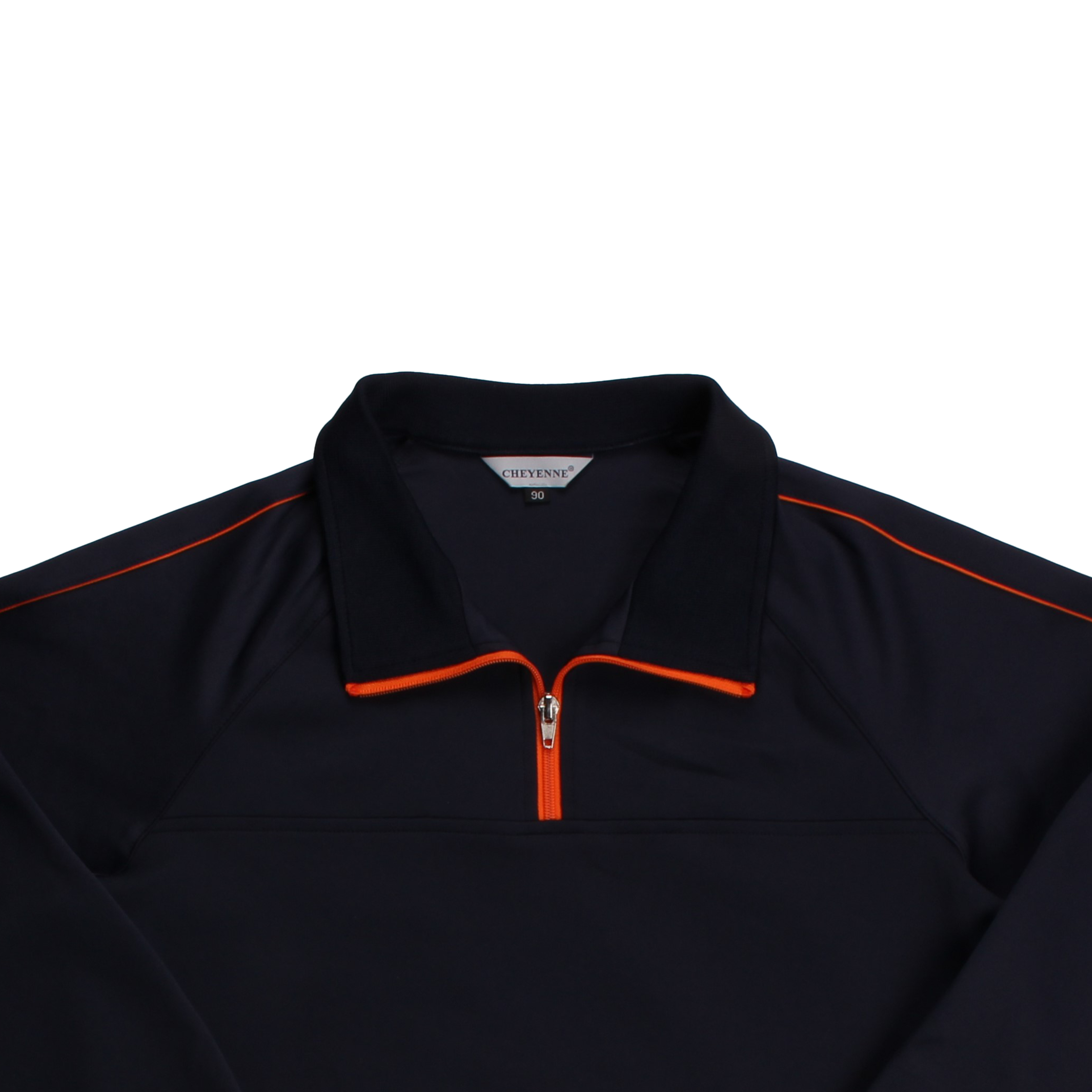 네이비 오렌지 하프선 반집업 동복세트