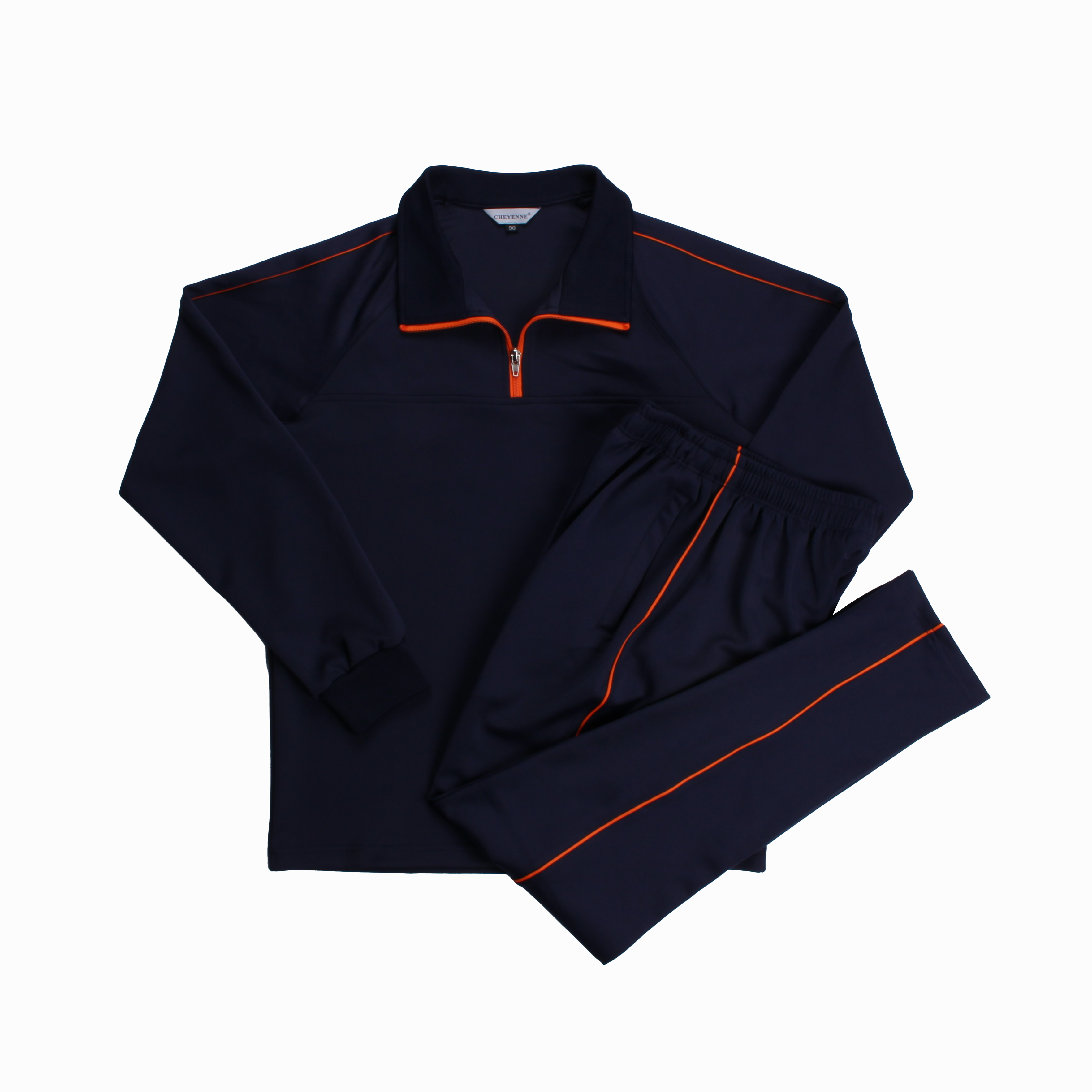 네이비 오렌지 하프선 반집업 동복세트