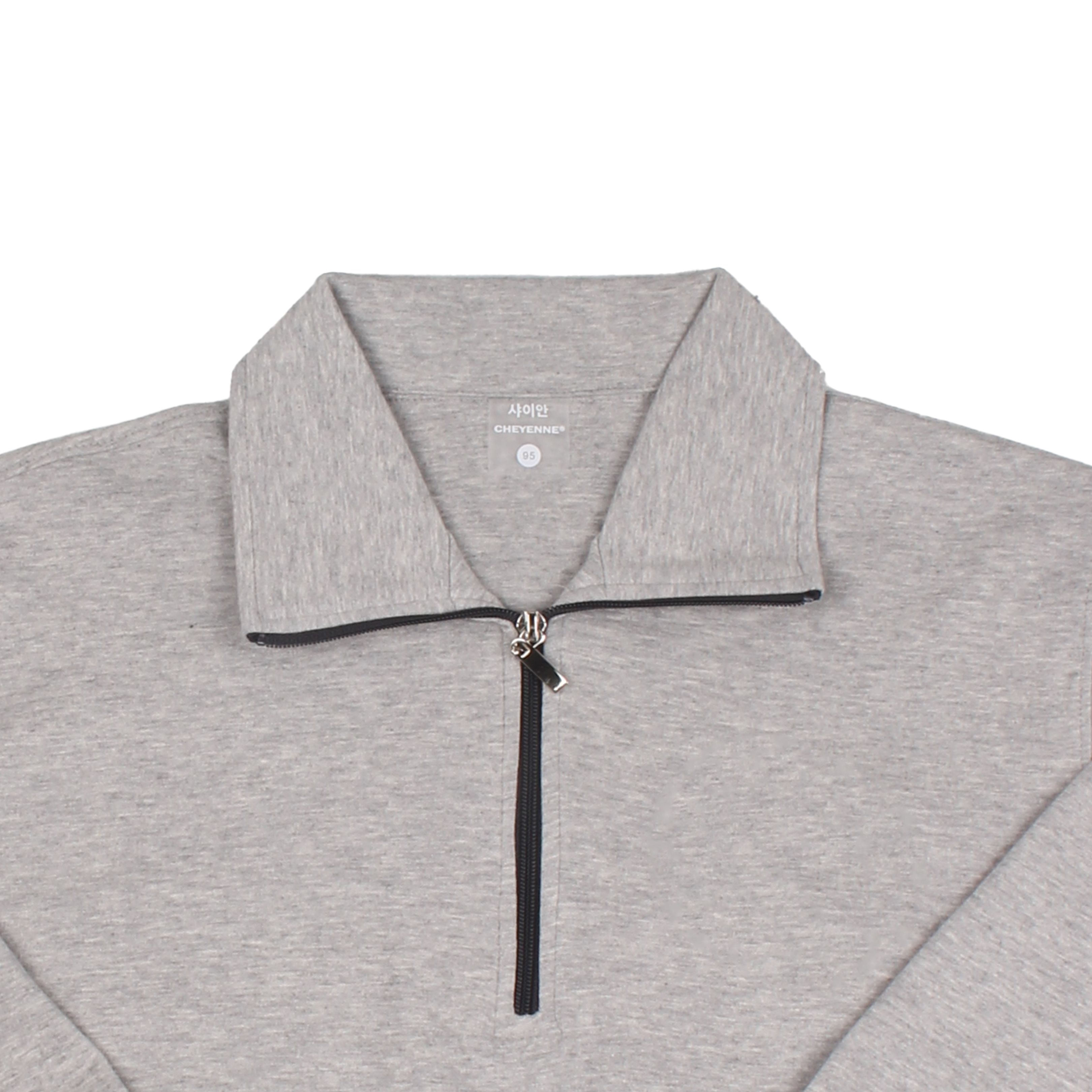 멜란지 다크 차콜 무지 반집업 동복상의