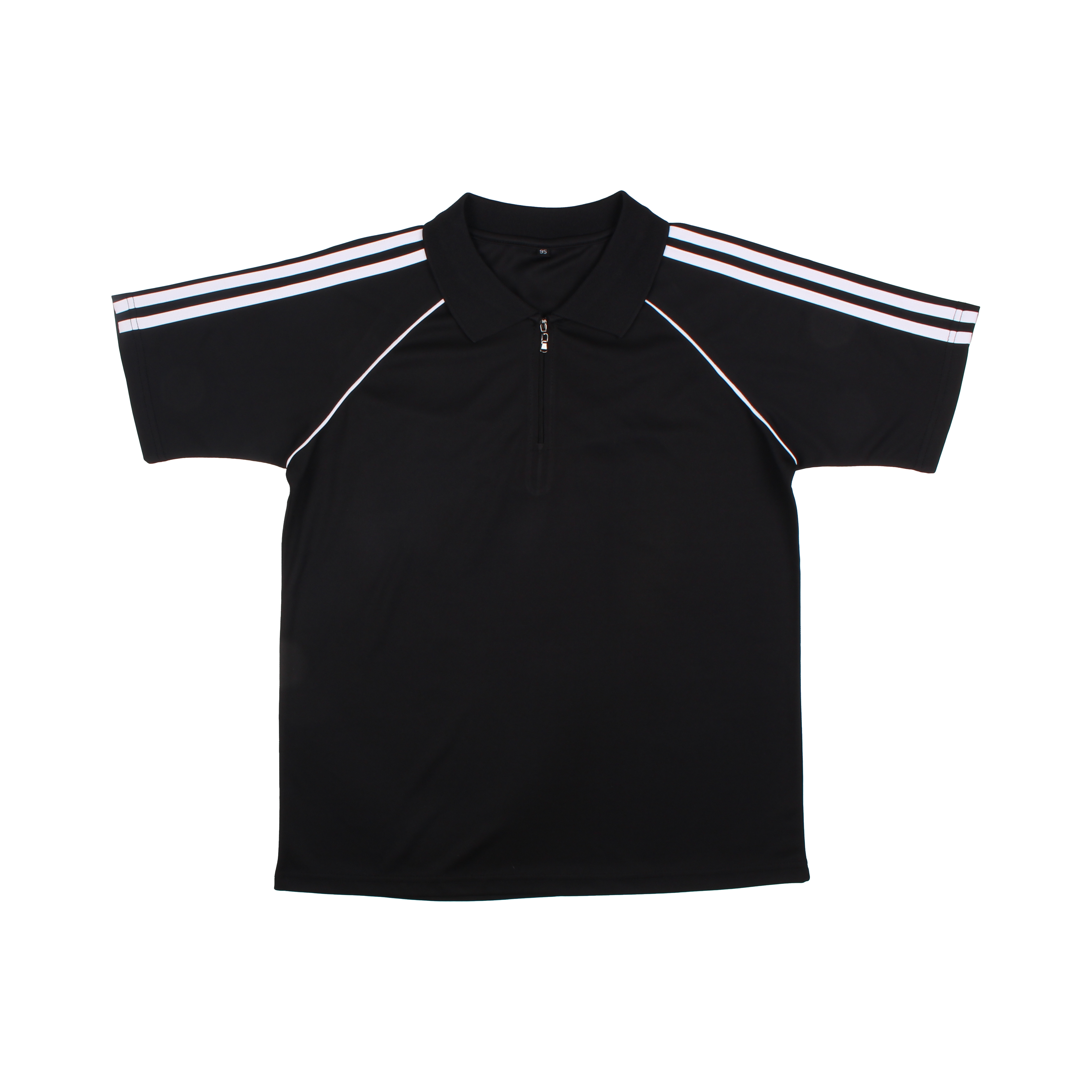 블랙 흰색 2선 (양옆 얇은선) 반집업 카라 반팔티셔츠