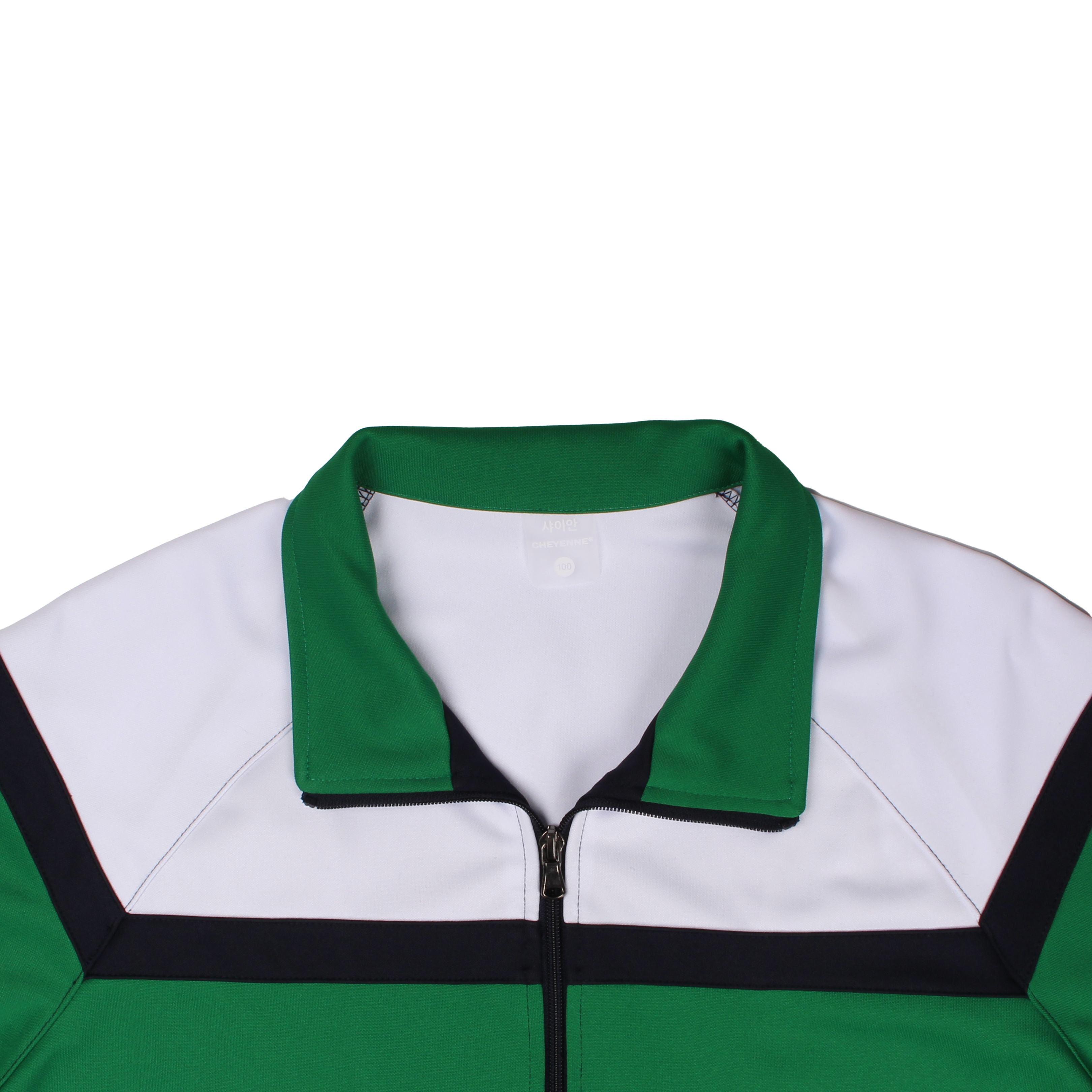 네이비 화이트초록 와이드앵글 집업 동복상의(시보리)